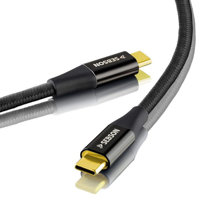 SEBSON USB C Kabel 0 5m auf USB C Ladekabel / Datenkabel 3.1 Gen2 schwarz Schnellladekabel 10Gbit/s für Samsung Galaxy Huawei MacBook Smartphone-Kabel (50 cm)