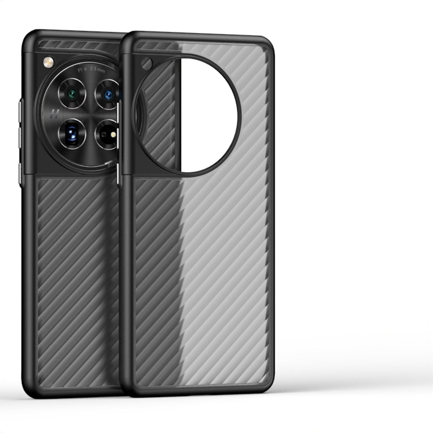 Handyhülle Für OnePlus 12 Design Frosted Kunststoff Stoßfeste Handy Hülle Schwarz