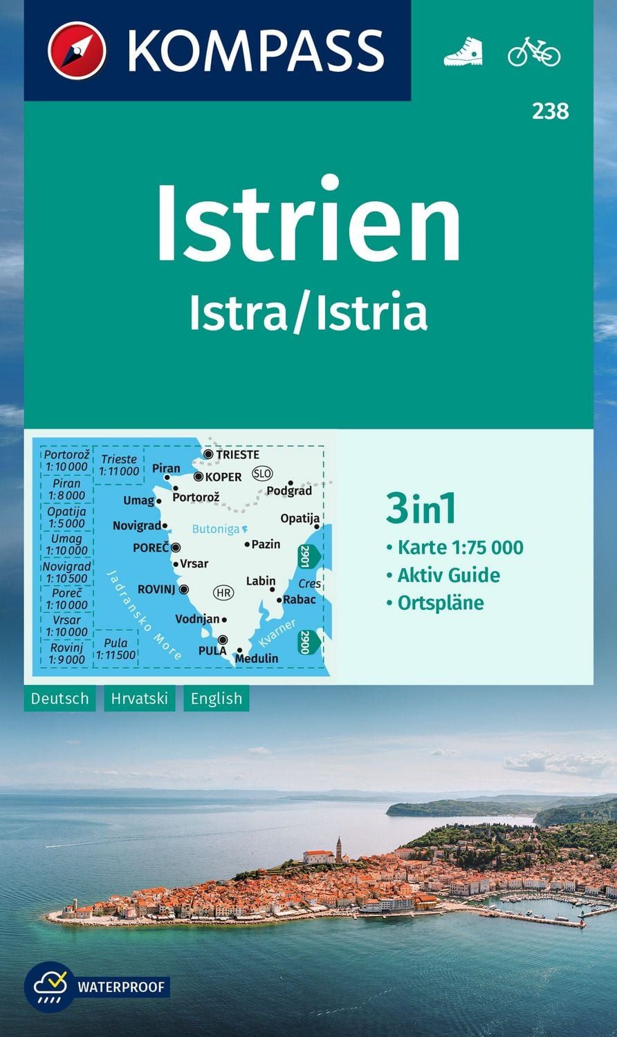 KOMPASS Wanderkarte 238 Istrien, Istra, Istria 1:75.000 / diverse
