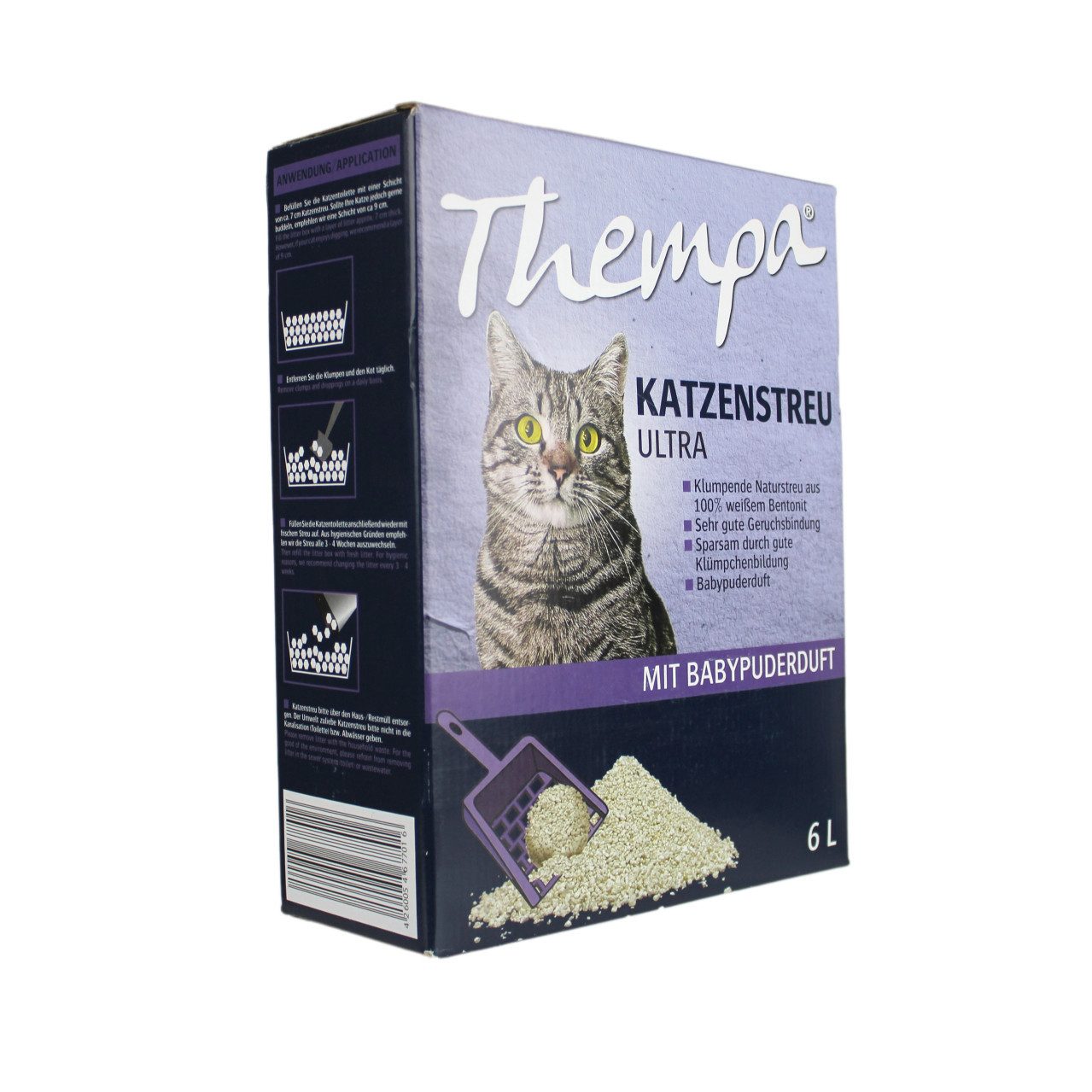 Thempa Katzenstreu Thempa Katzenstreu Ultra mit Babypuderduft 6 L