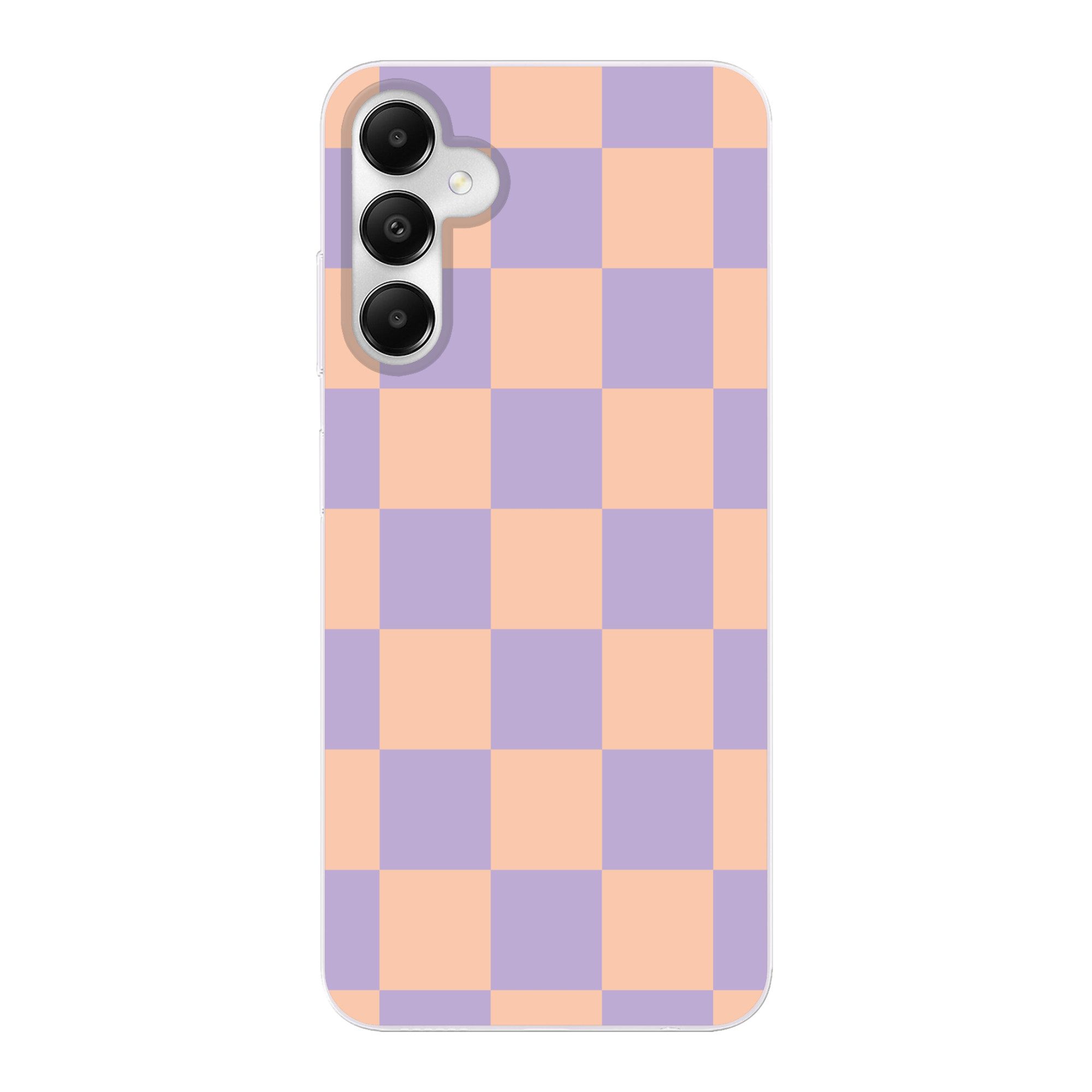 MuchoWow Handyhülle für Samsung Galaxy A05s Schachbrettmuster - Lila - Rosa - Würfel, Smartphone-Bumper, Print, Handy Schutzhülle Dünn