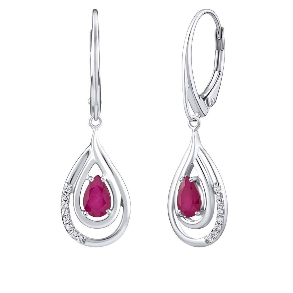 Ohrring-Set Luxury silver earrings with rubies and zircons FWE10130R