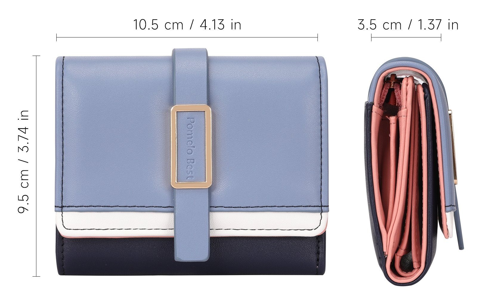 3.5cm Slim RFID-Schutz 9.5 Kreditkartenetui, x Damen Handtasche Brieftasche Kurz Wallet, Geldbeutel (Frauen Ledergeldbörse Handytasche Kartenhalter), Blau/Weiß/Schwarz Groß x NFC 5 REDOM Geldbörse Weich mit Portemonnaie 10.5 Kartenfächer, mit Münzfach Portmonee Leder Kartenetui,