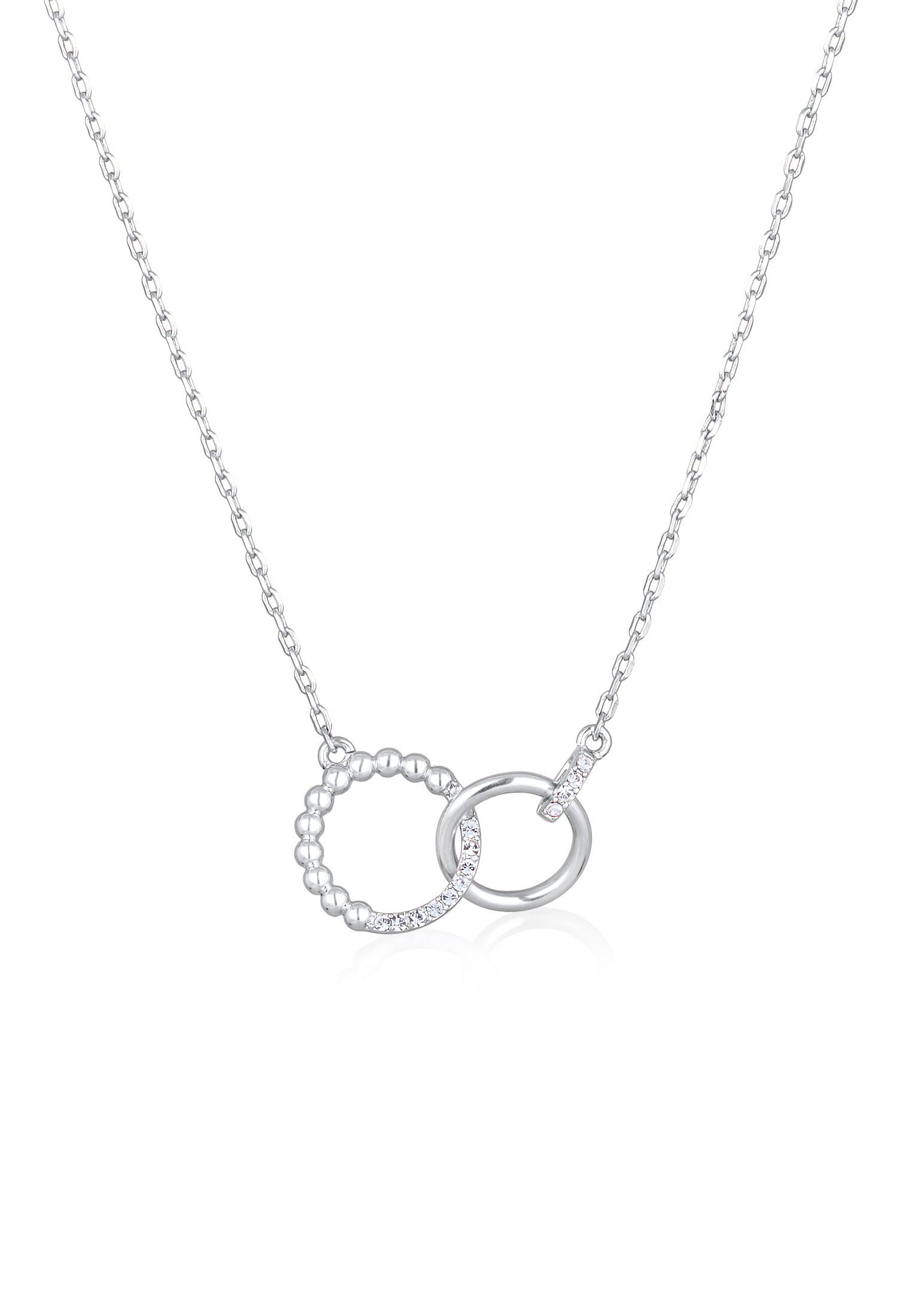 Elli Kette mit Anhänger Ringe Infinity Kristalle Silberfarben für Damen günstig online kaufen