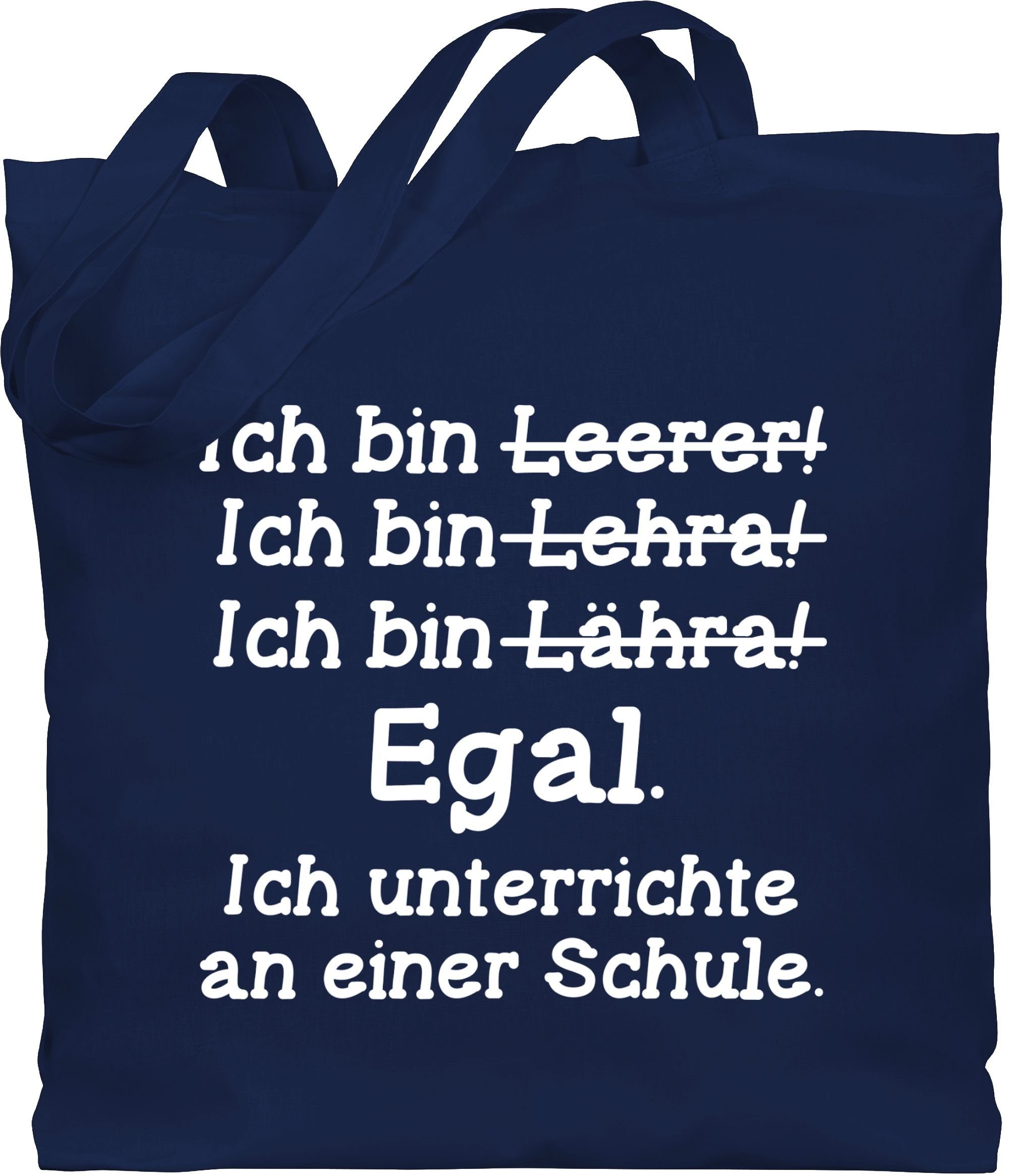 Shirtracer Umhängetasche Ich bin Lehrer weiß, Lehrer 3 Navy Blau