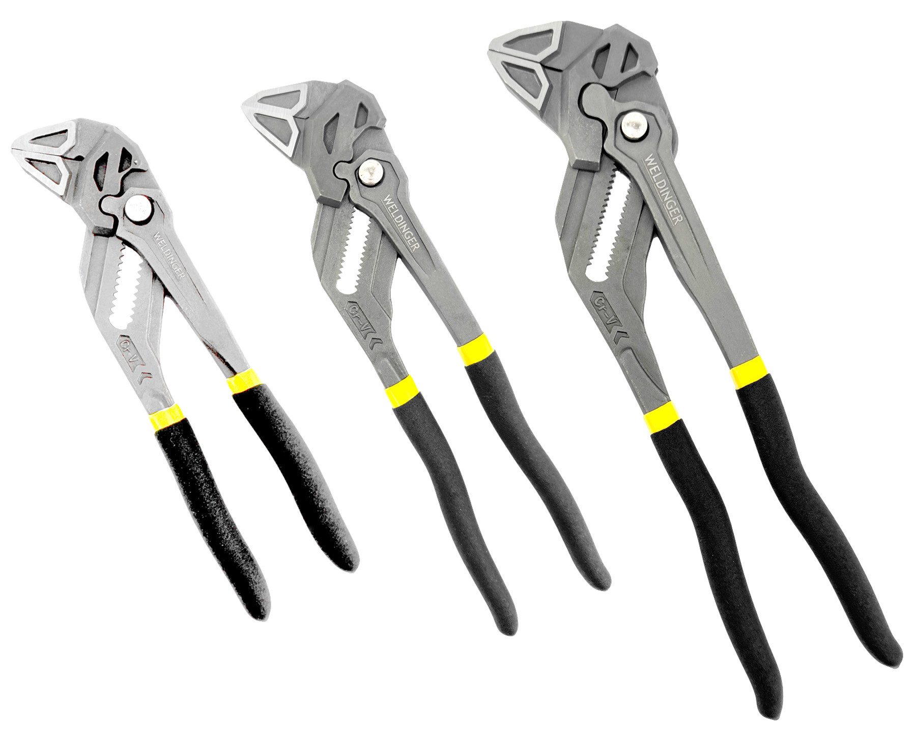 WELDINGER Zangenschlüssel 3er-Set Zangenschlüssel 7"/10"/12" 180-300 mm, Set 3-tlg.