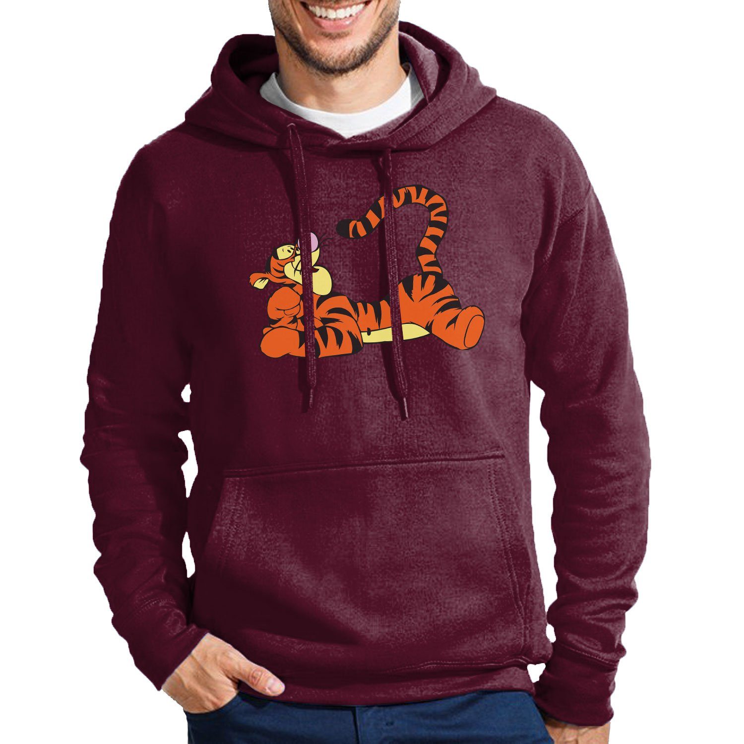 Blondie Tiger Tigger Herren Burgund Mit Hoodie Logo Pooh & Kapuze Winnie Brownie