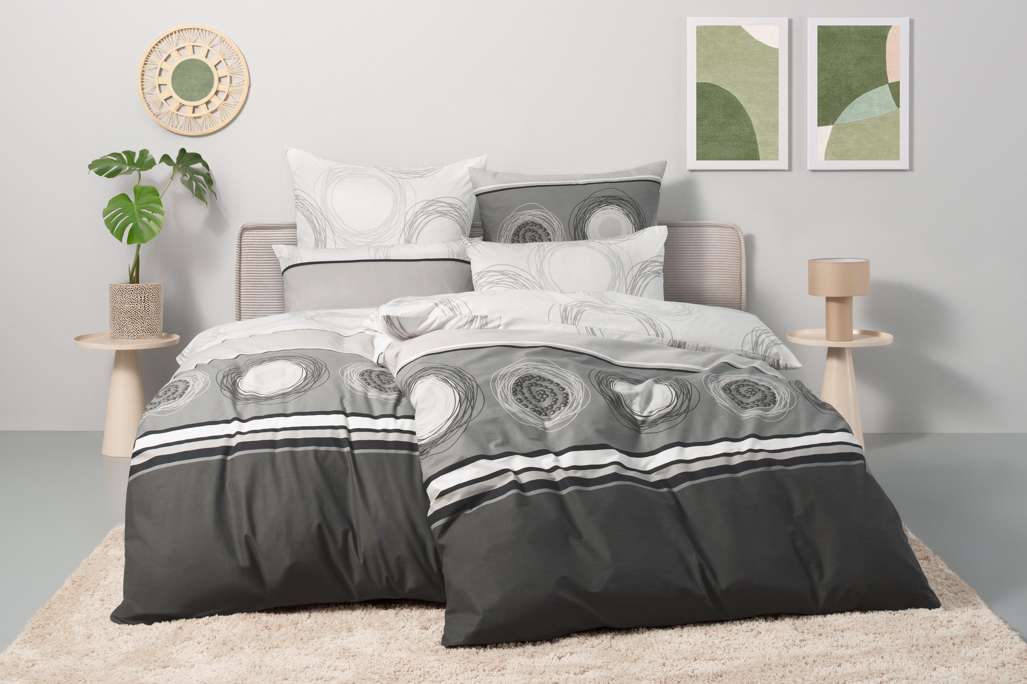 BIERBAUM Bettwäsche Florielle, Renforcé, 2 teilig, in Gr. 135x200 oder 155x220 cm, 100% Baumwolle, Kreise