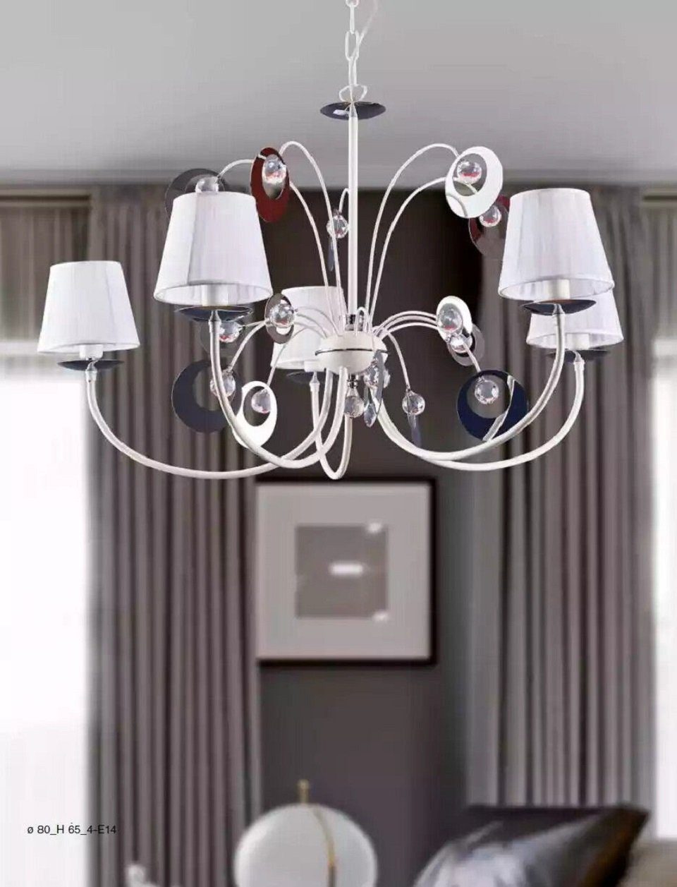 JVmoebel Kronleuchter Luxuriöser 4x Lampen Kronleuchter Deckenleuchte Art déco Weiß Neu, Keine Keine Funktionen, Leuchtmittel wechselbar, Tageslichtweiß, Made in Italy