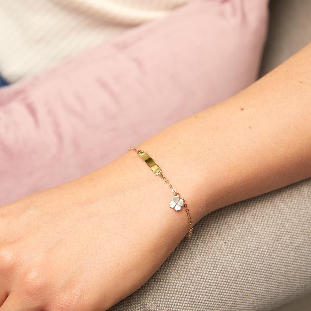 JEWLIX Goldarmband ID Armband 14K Gold mit Kleeblatt von JEWLIX
