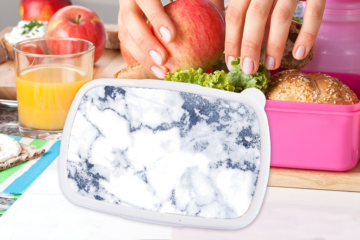 Brotbox Lunchbox MuchoWow für rosa Brotdose Steine, Kinder, Marmor Mädchen, - (2-tlg), Weiß Erwachsene, Snackbox, - Kunststoff, Kunststoff