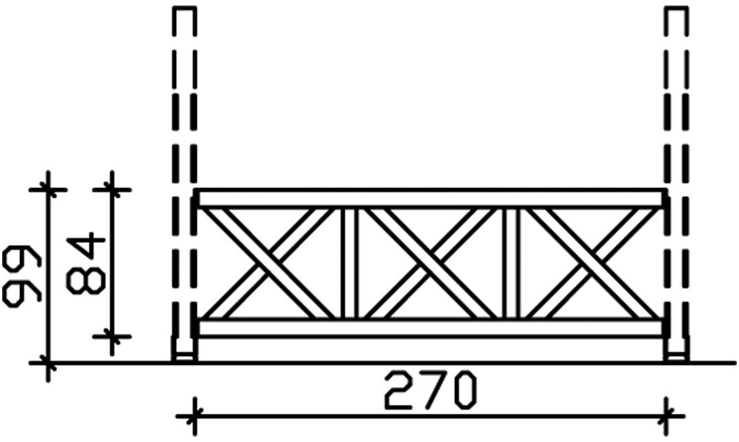 Thumbnail - Skanholz Brüstungsgeländer Andreaskreuz, 270 cm Länge, 84 cm Höhe, für die Front