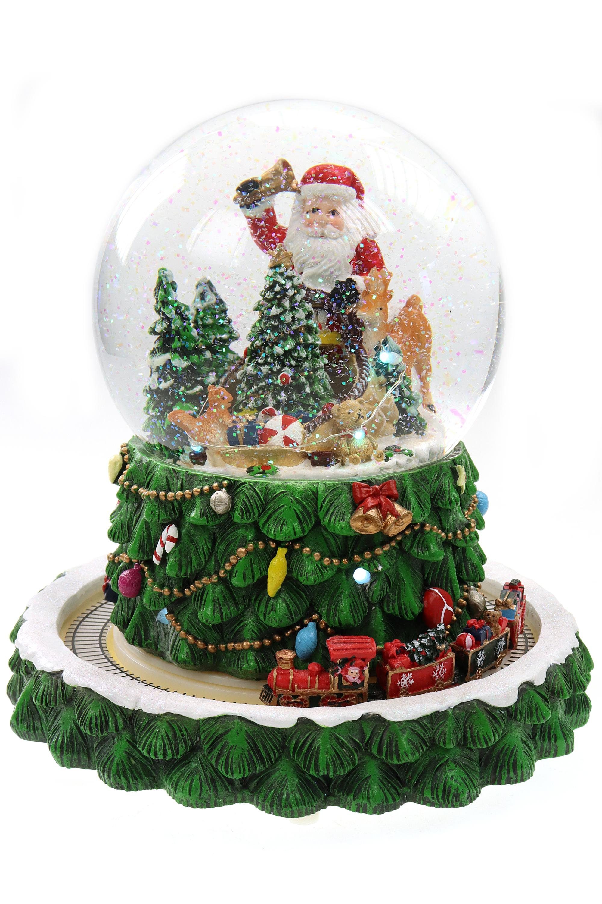 Schneekugel Schneekugel/Spieluhr mit Weihnachtsmann und Tannenbäumen