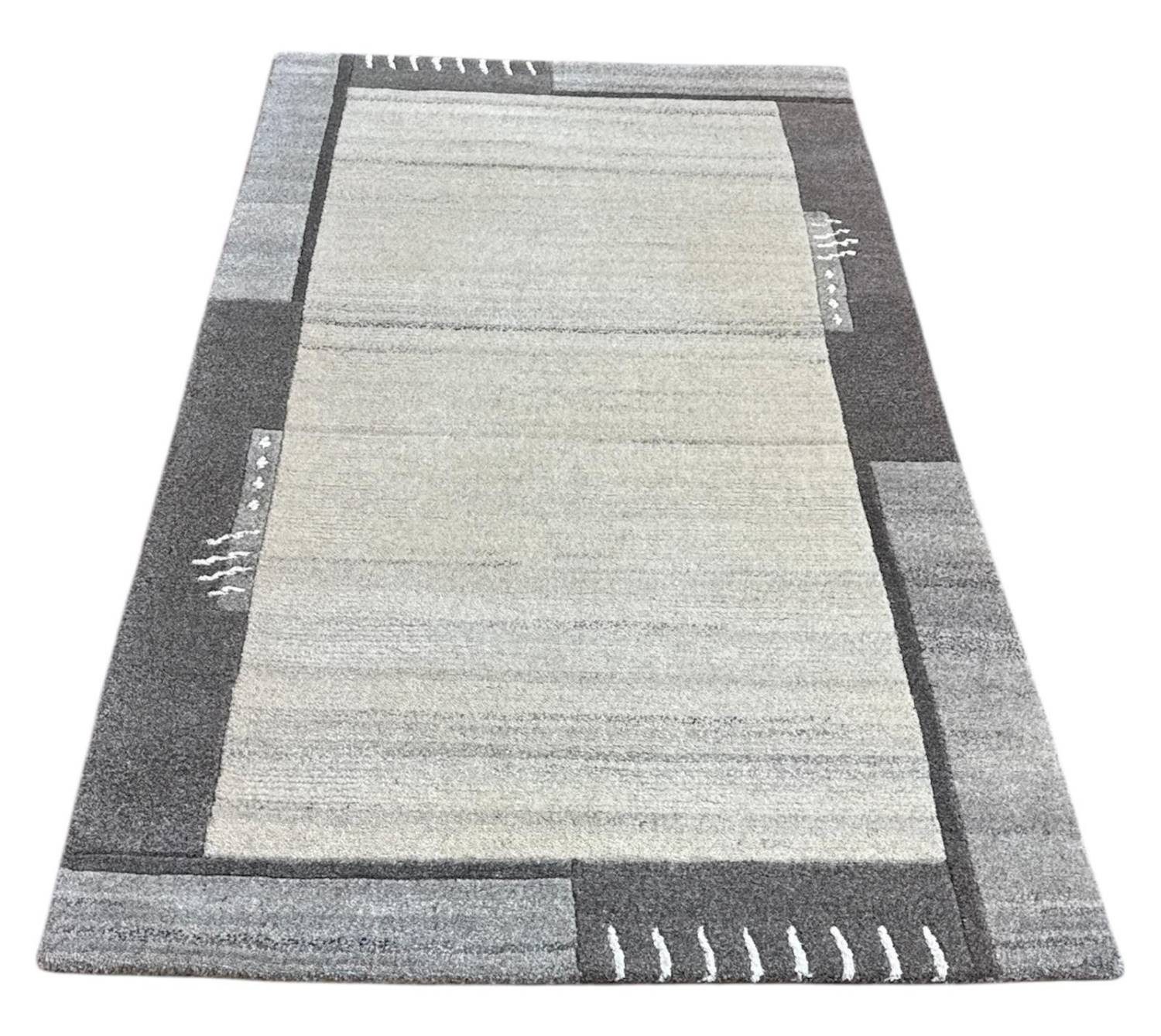 Rug Studios Teppich NEPAL NATUR - HANDGEKNÜPFT, Rechteckig, Höhe: 20 mm, Handgeknüpft, 70 x 140 cm, Silber-Grau