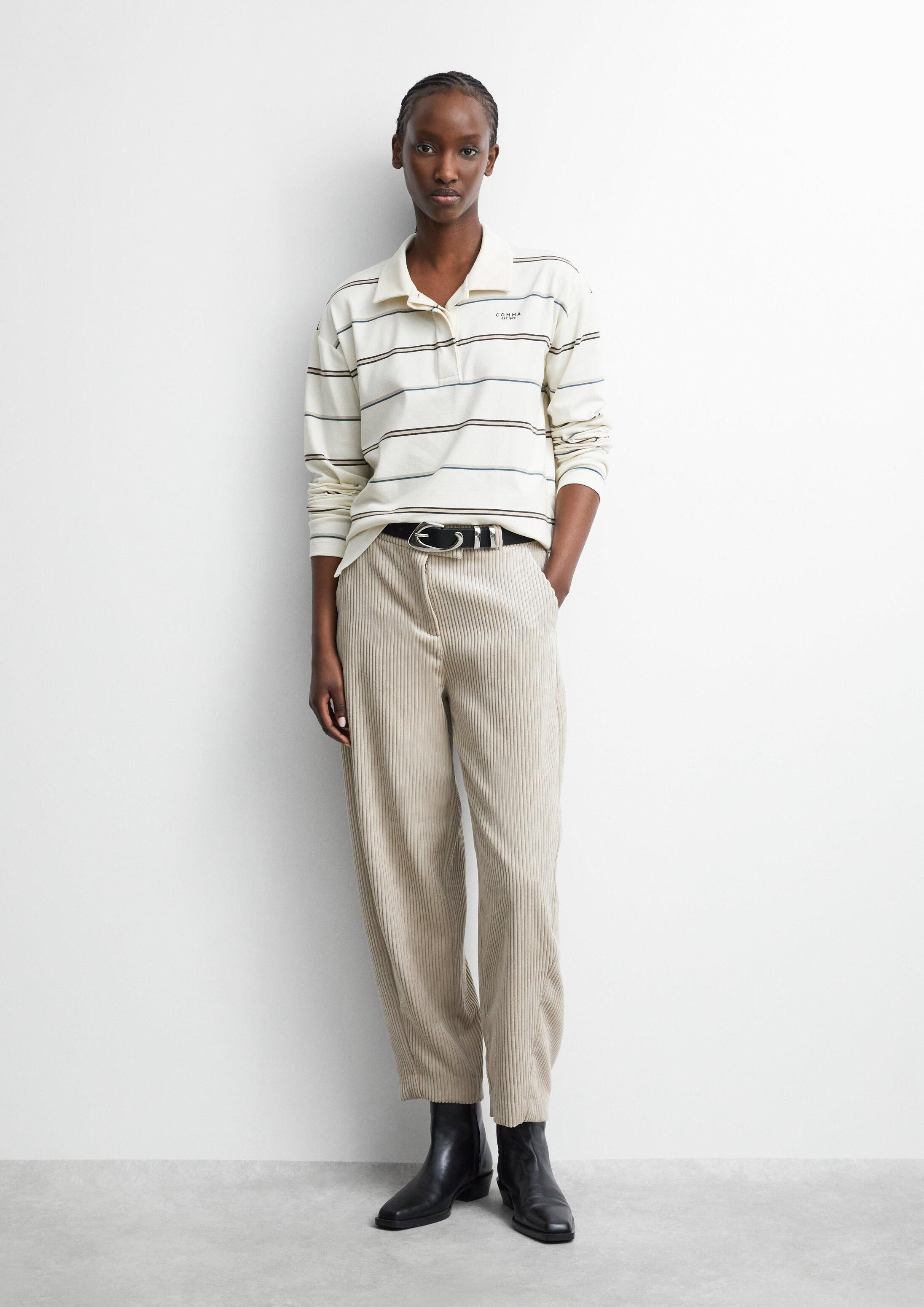 comma Chinos Hose Barrel-Hose aus Breitcord