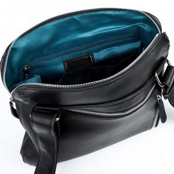 FERGÉ Umhängetasche »NEO«, Messenger Bag 14 Zoll echt Leder Unisex, Umhängetasche schwarz