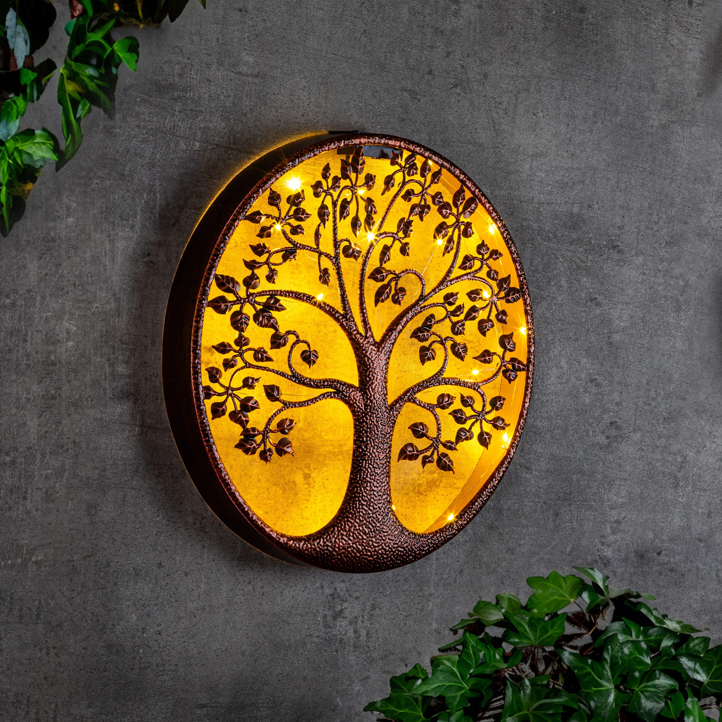 Spetebo LED Solarleuchte LED Solar Wanddeko BAUM antik bronze - 40 cm, Eins günstig online kaufen