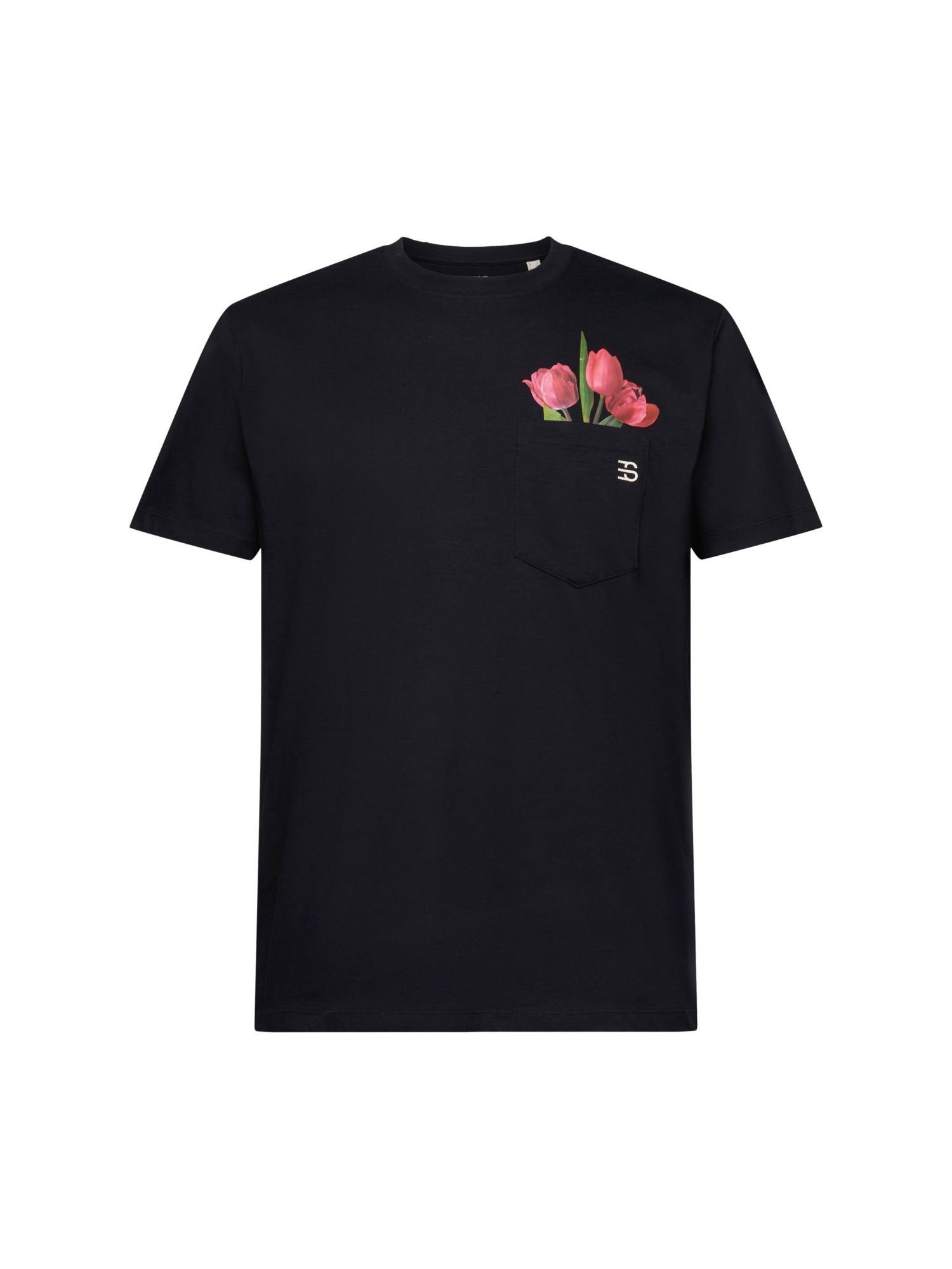 Esprit T-Shirt Jersey-T-Shirt mit Print, 100% Baumwolle (1-tlg) BLACK