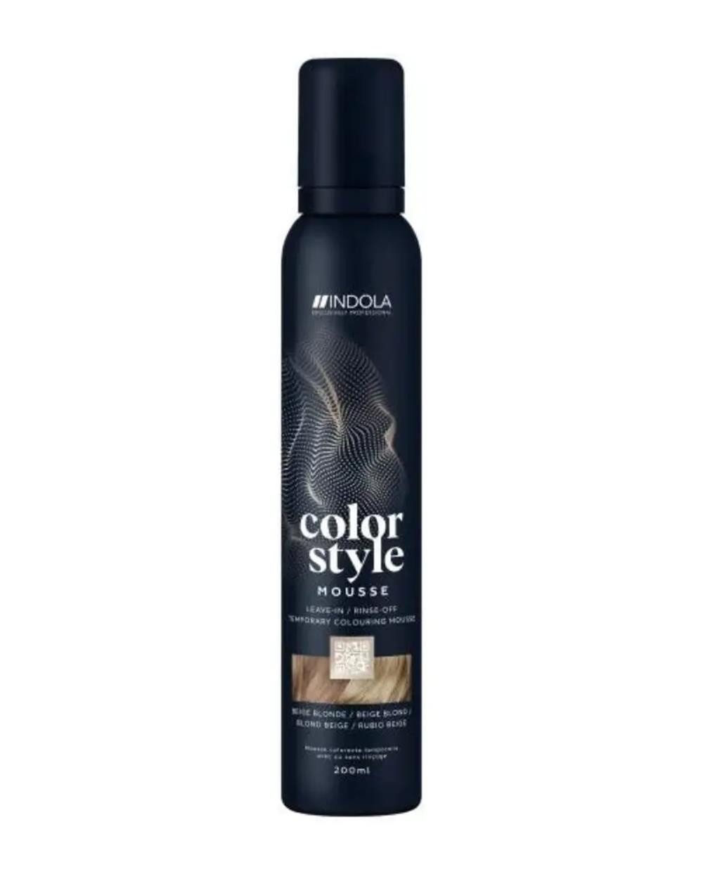 Indola Haarfestiger INDOLA Color Style Mouse Farb-Schaumfestiger Beige Blond 200 ml, Packung, das Mousse bietet Glanz, Pflege und flexible Farbveränderung