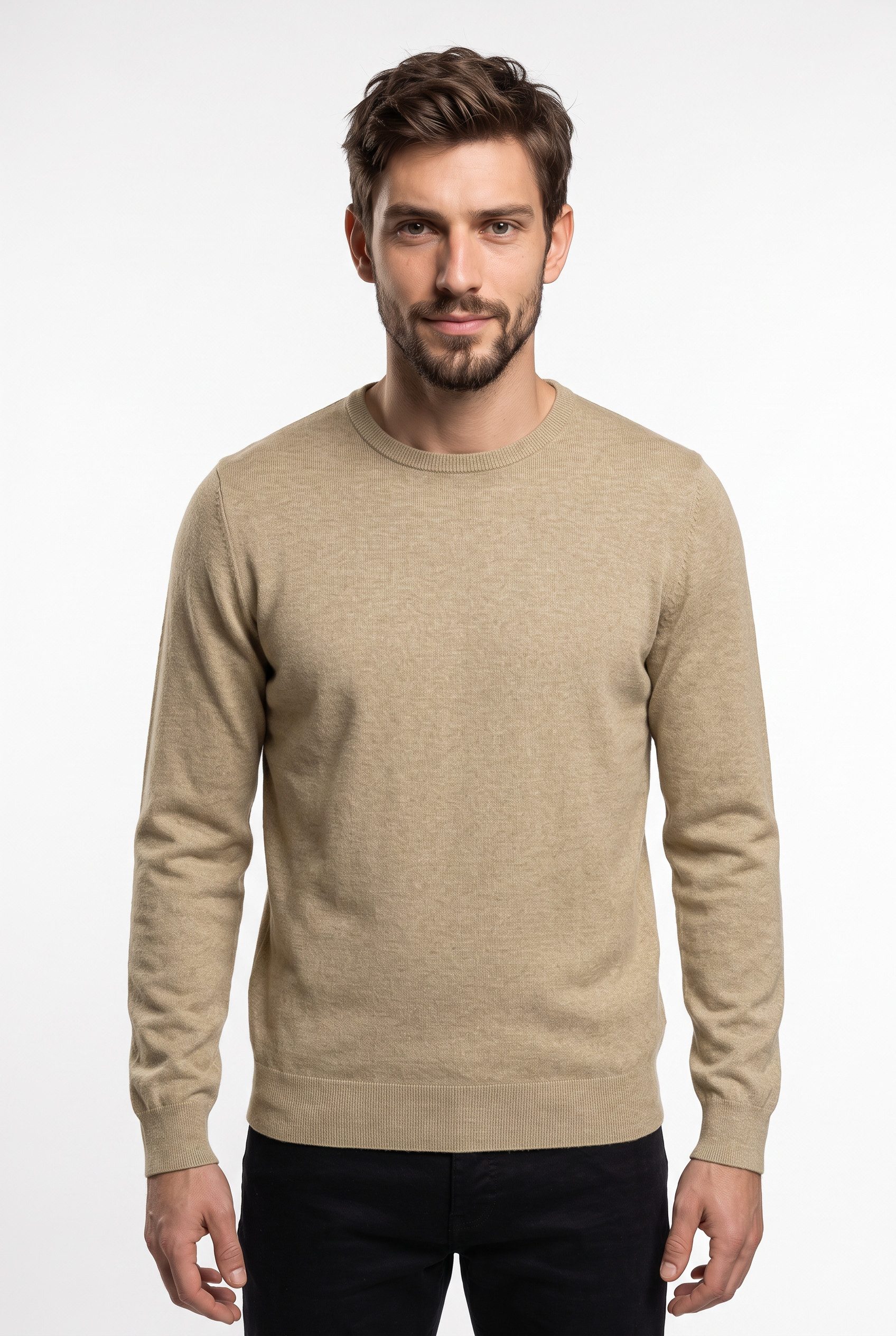 LERROS Rundhalspullover mit kleiner Logostickerei