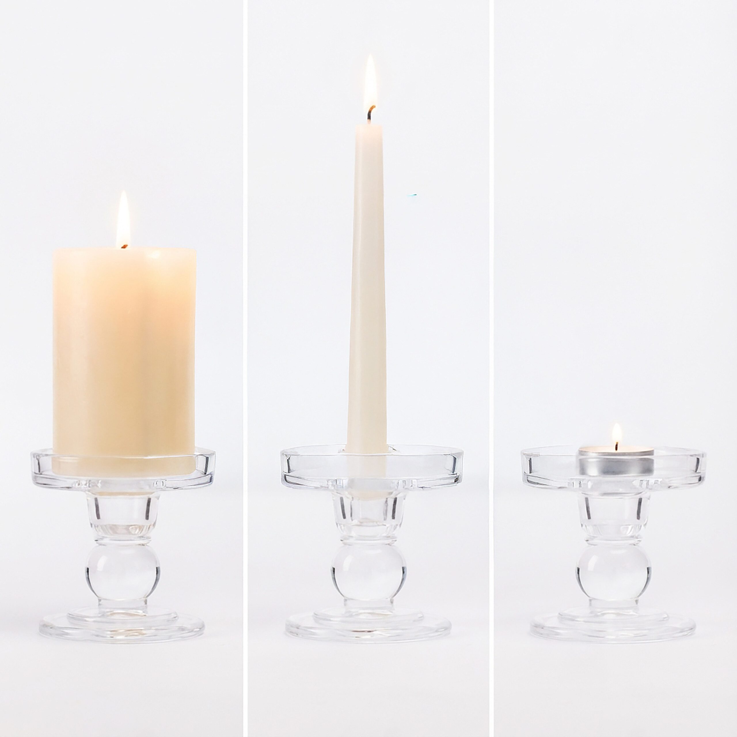 relaxdays Tischkerzenhalter Kerzenhalter Glas 2er Set (2 St), M – Bild 5 von 5