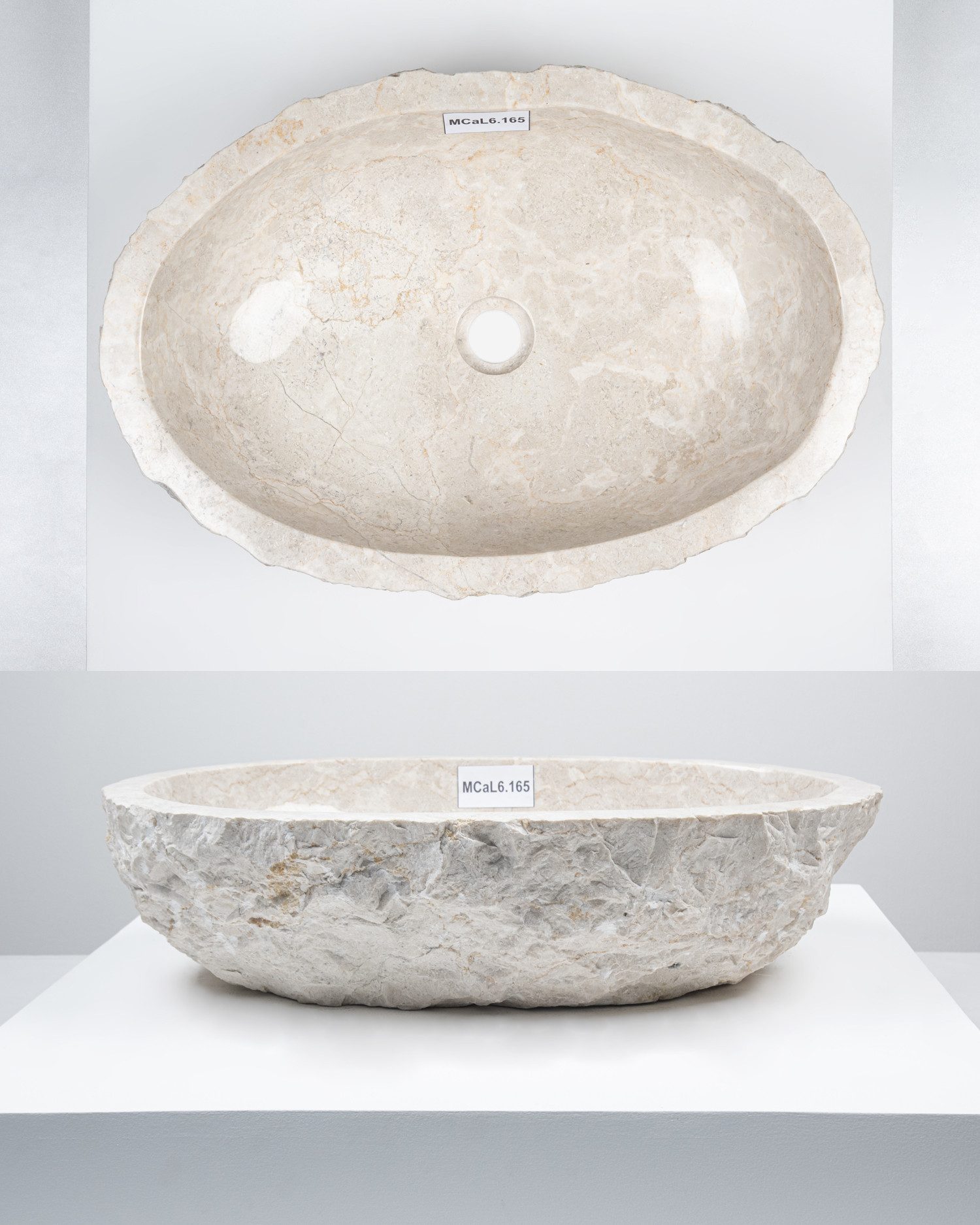 wohnfreuden Aufsatzwaschbecken Erosi Marmor Waschbecken 60 cm creme (Kein Set), 102276_MCaL11.165