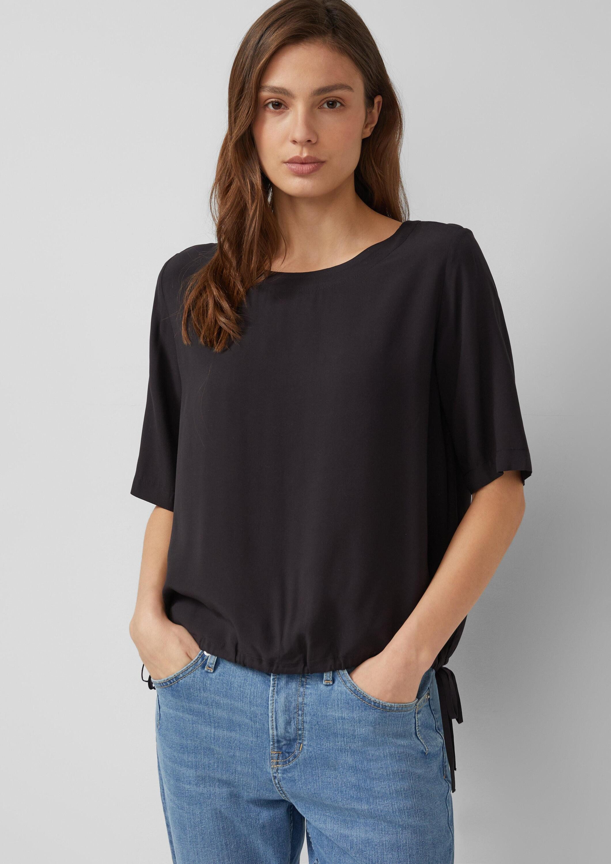 s.Oliver Kurzarmbluse Bluse Shirt-Bluse mit verstellbarem Saum