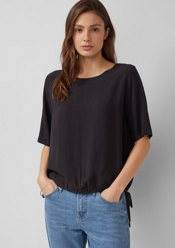 s.Oliver Kurzarmbluse Bluse Shirt-Bluse mit verstellbarem Saum