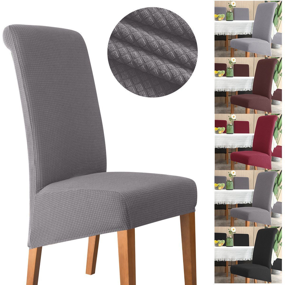 Simloveve Stuhlhusse Stretch Чехлы на стулья, Universelle Passform Stuhlbezüge Chair Cover, Abnehmbar,Waschbar,Für Hotel Bankett Küche Restaurant Hochzeit Party