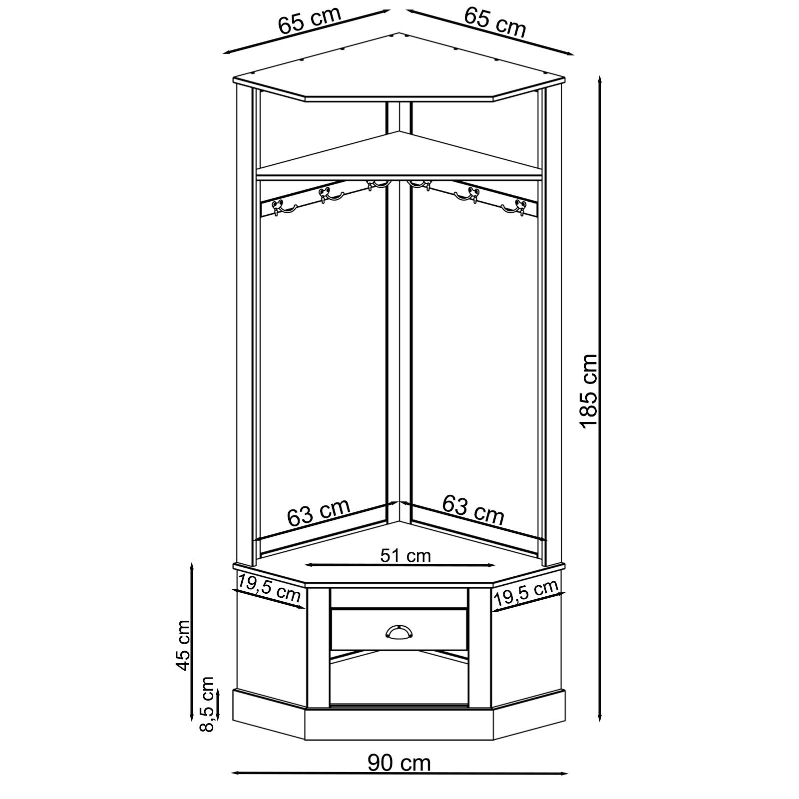 loft24 Kompaktgarderobe Tommy Garderobe, Dielenmöbel, Kiefer, Landhausstil, günstig online kaufen