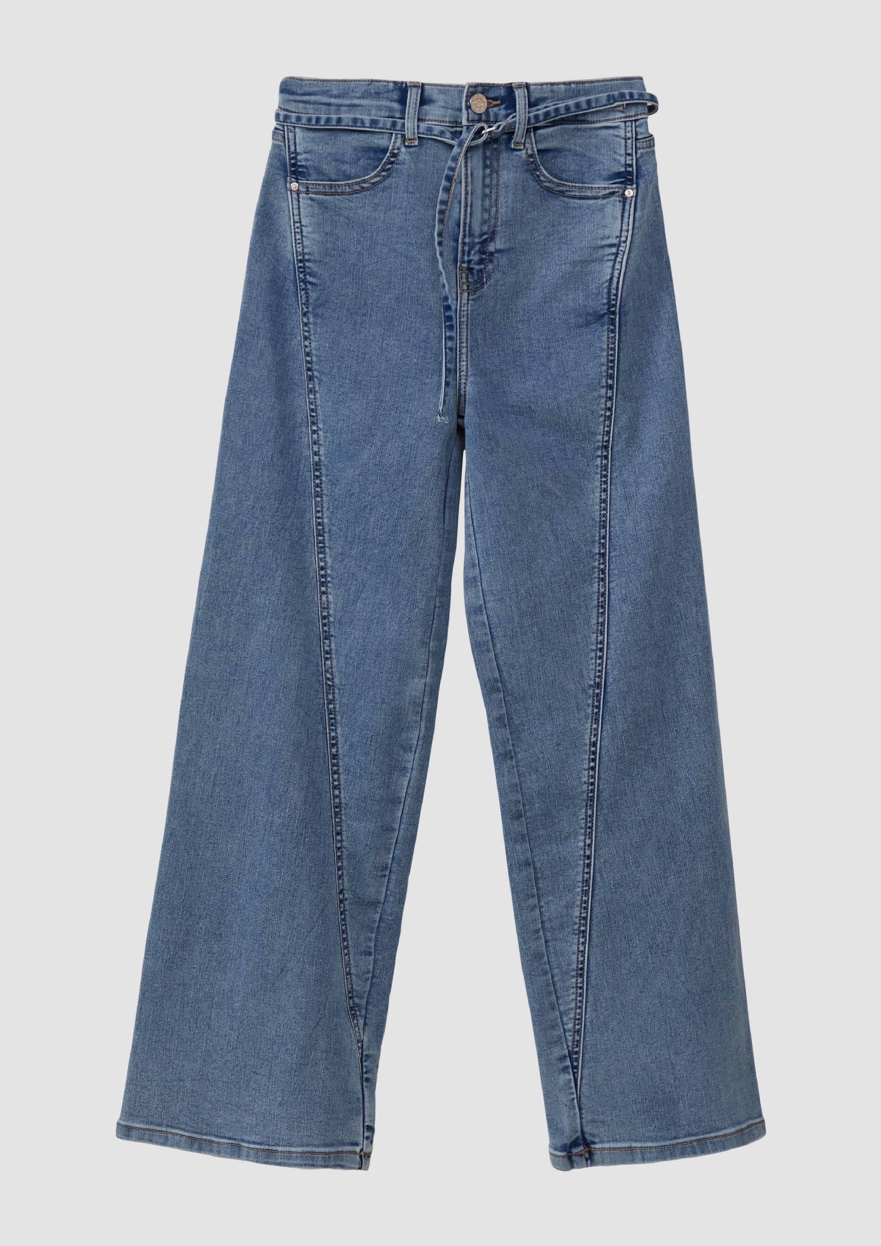 Stoffhose Jeans / Regular Fit / High Rise / Wide Leg / Waschung / Textilgürtel
