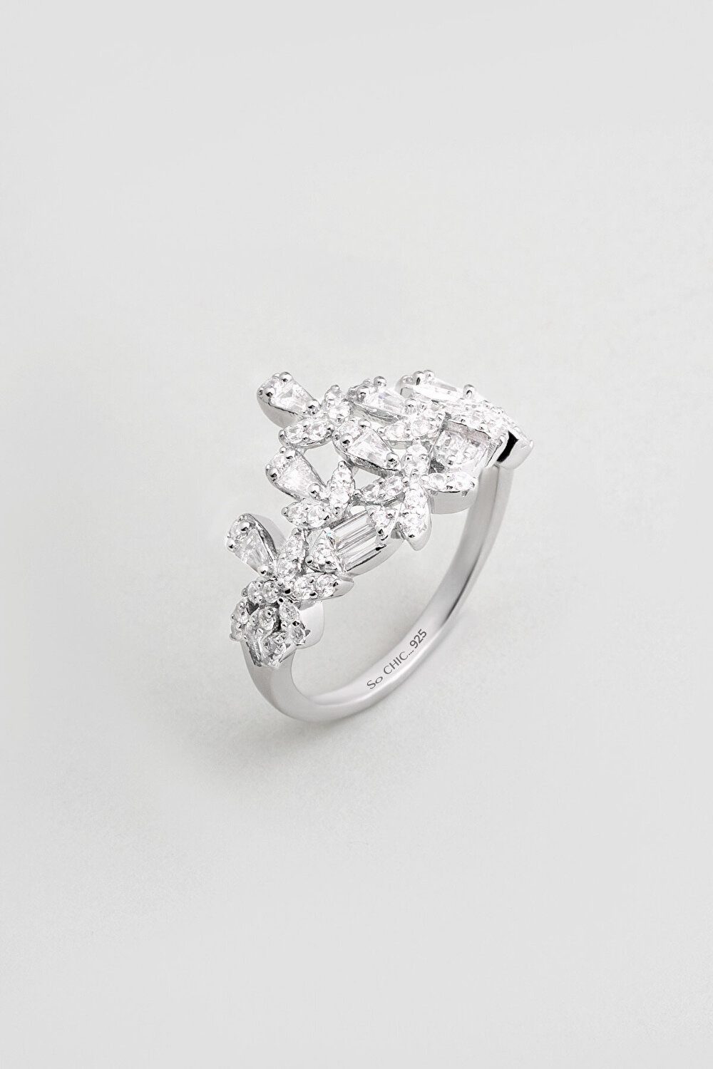 So CHIC... Silberring Frühling Blumen 18K Goldring