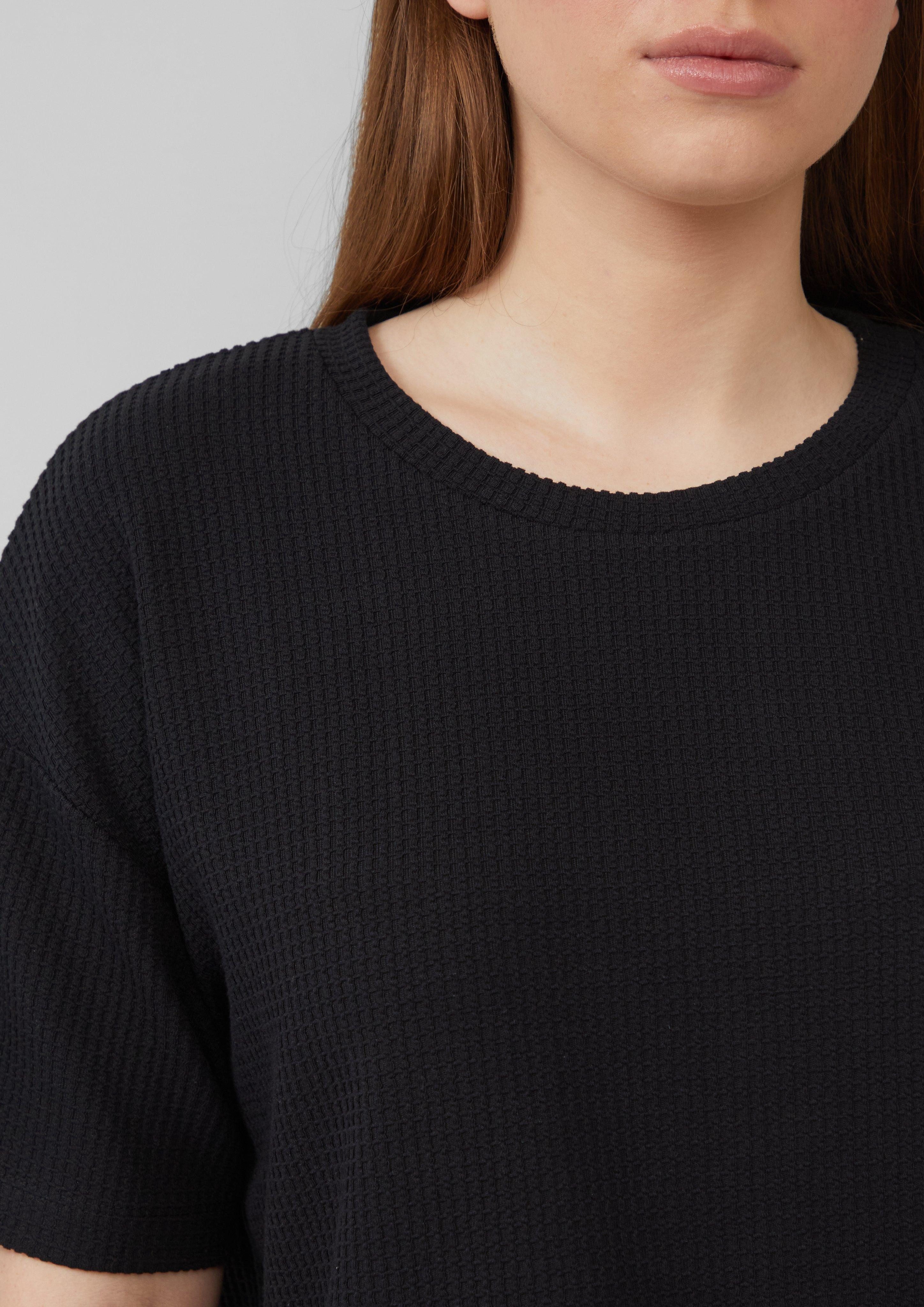 QS Kurzarmshirt strukturiertes Shirt mit überschnittener günstig online kaufen
