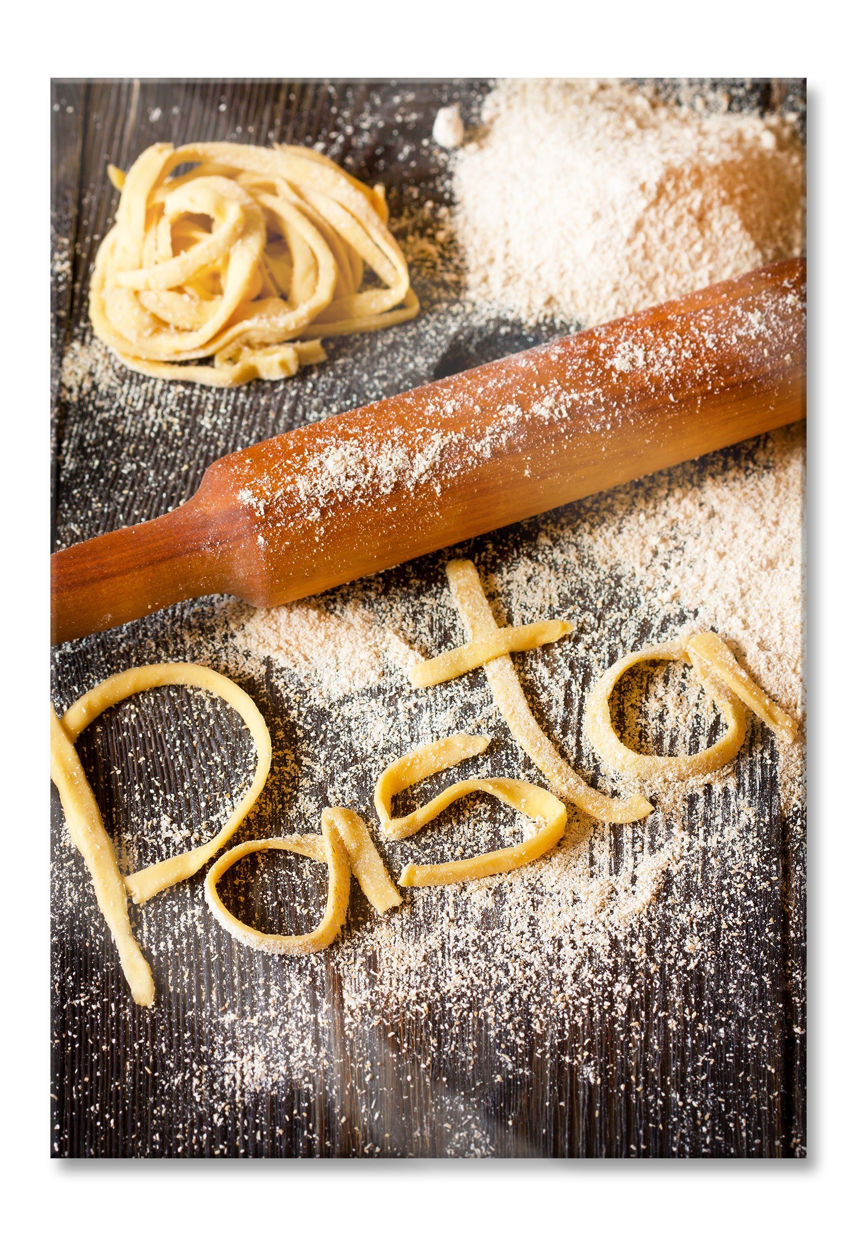 Pixxprint Glasbild Frische Nudeln Pasta Italia, Frische Nudeln Pasta Italia (1 St), Glasbild aus Echtglas, inkl. Aufhängungen und Abstandshalter
