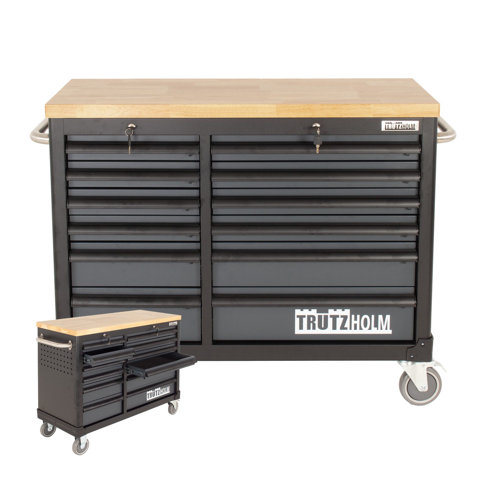 TRUTZHOLM Werkstattwagen DELUXE 12 Schubladen 123 cm Breite unbestückt mass günstig online kaufen