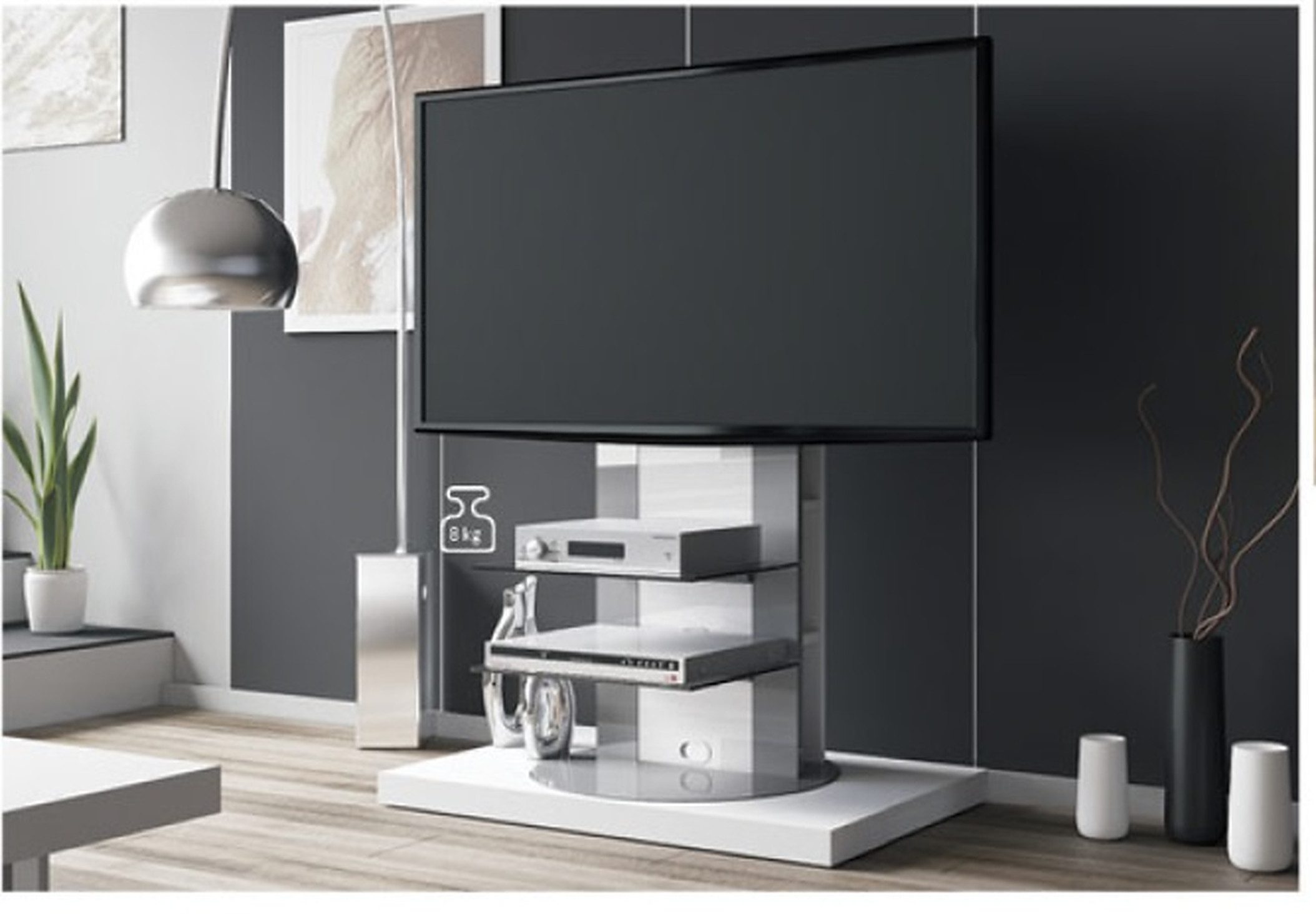designimpex TV-Wandhalterung TV Schrank Roma H-777nw Weiß Hochglanz Fernsehtisch TV Ständer TV Rack