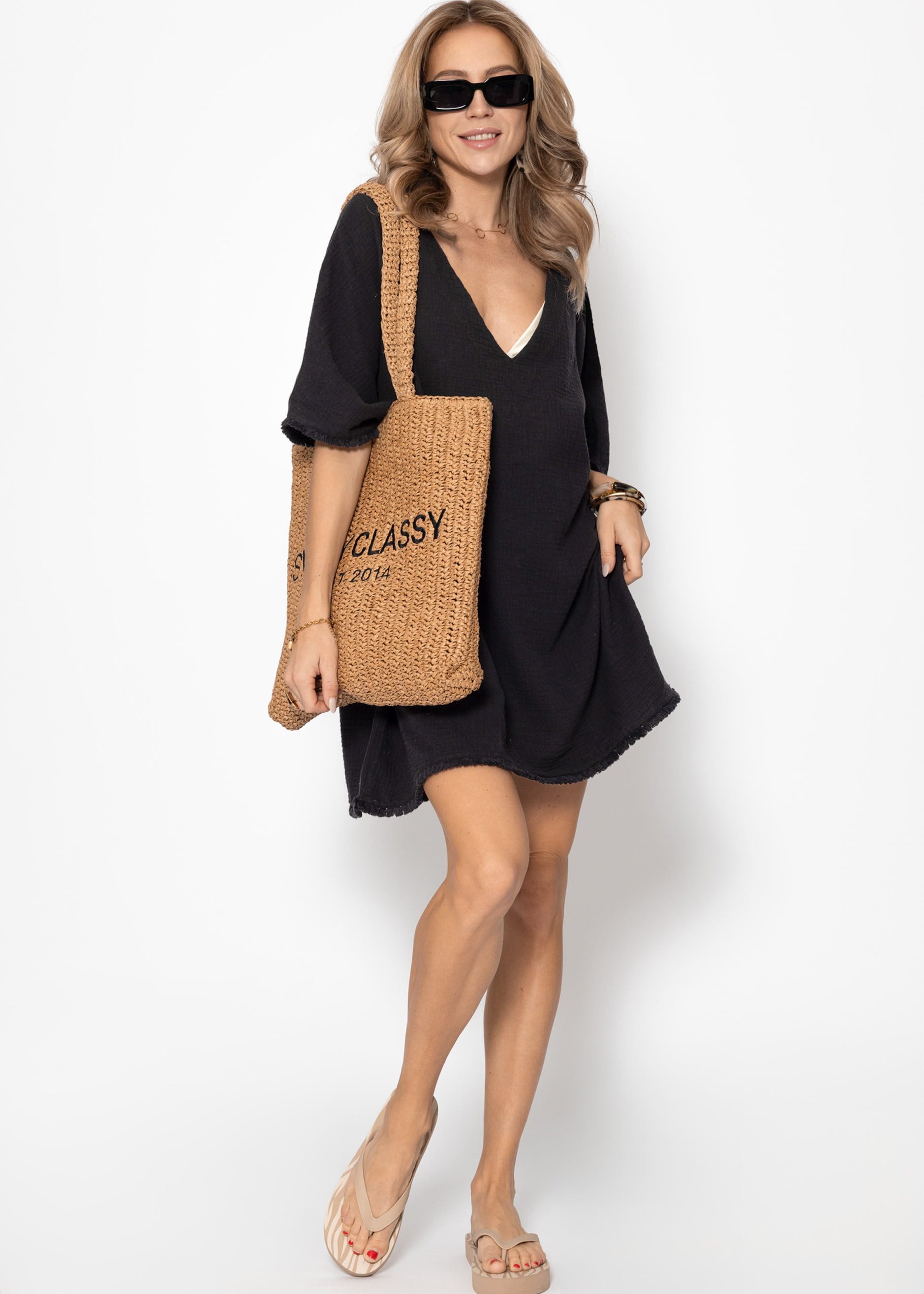 SASSYCLASSY Tunika Oversize Musselin Tunika Damen günstig online kaufen