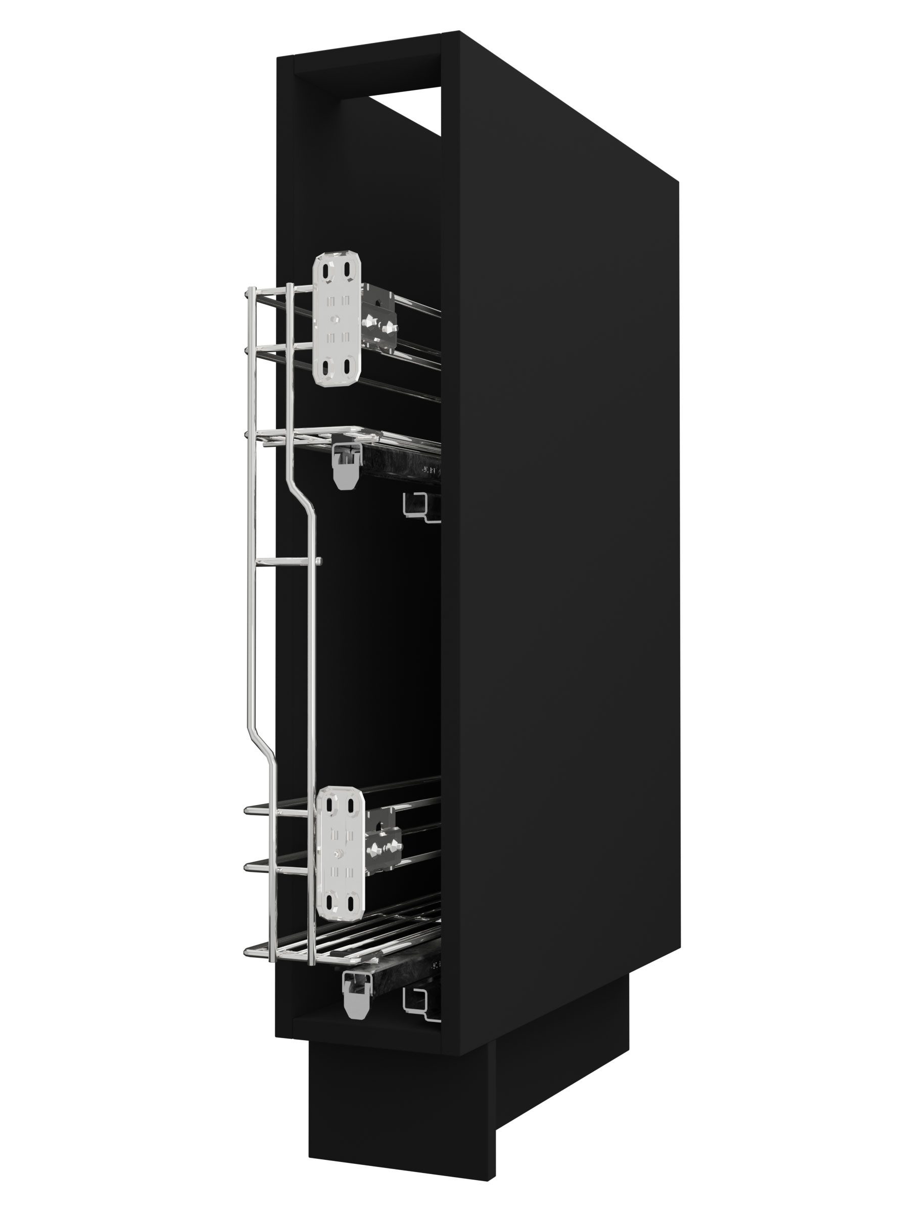 Feldmann-Wohnen Unterschrank Kvantum (Metallauszüge mit Soft-Close-Funktion, 1-St., Fronten mit dekorativen Fräsungen und leicht abgerundeten Ecken) 15x50x82cm schwarz - vanille (Q-D15/cargo)