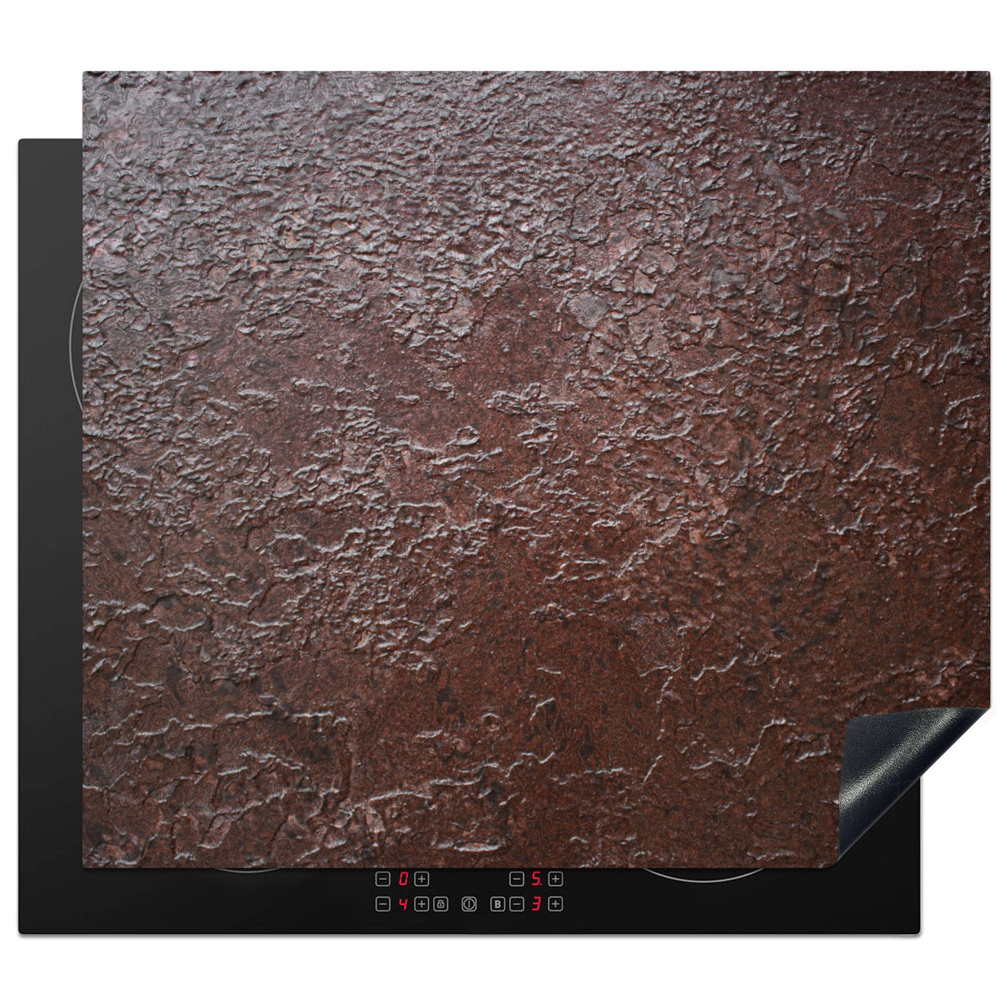 Herdblende-/Abdeckplatte 57x51 Induktionskochfeld, (1 Industriell Ceranfeldabdeckung tlg), Metall, - Rost - Induktionsschutz, MuchoWow cm, Vinyl,