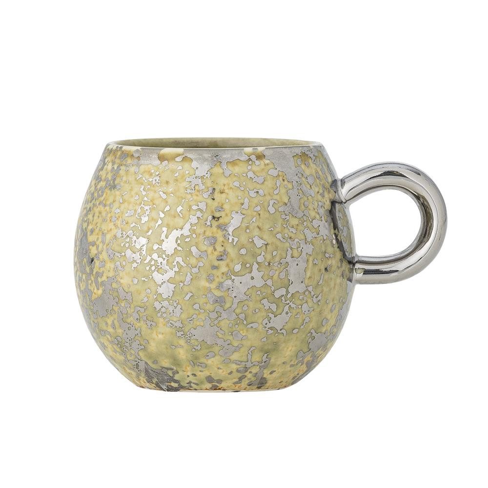 Bloomingville Tasse Paula Grün, Steingut, D9xH8 cm, Steingut, Kaffeetasse, Teetasse, Reaktive Glasur, Glänzend, Design Becher Unikat