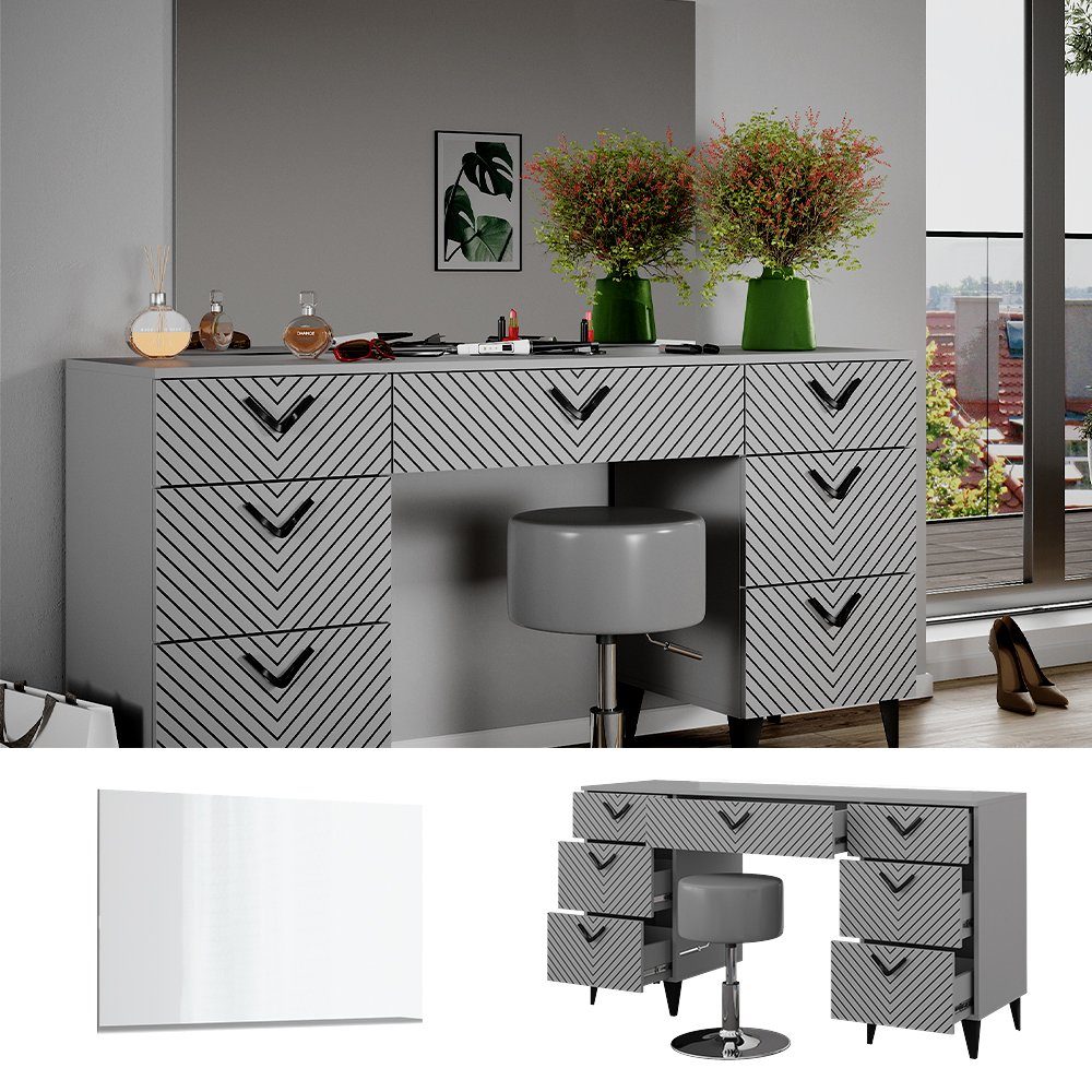 Vicco Schminktisch Anett, Grau, 150 cm günstig online kaufen