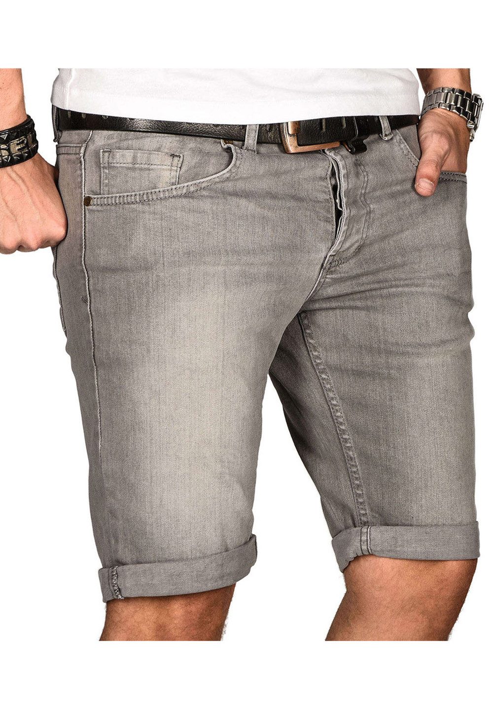 Alessandro Salvarini Shorts Herren Jeans – Used Look Stretch Denim Sommer Moderne Shorts mit Waschung und hohem Tragekomfort – Bild 2 von 4