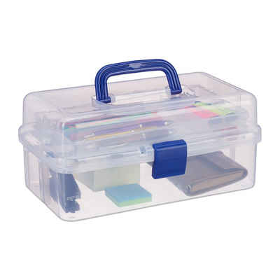 relaxdays Werkzeugbox »1 x Transparente Plastikbox blau« (1 St)