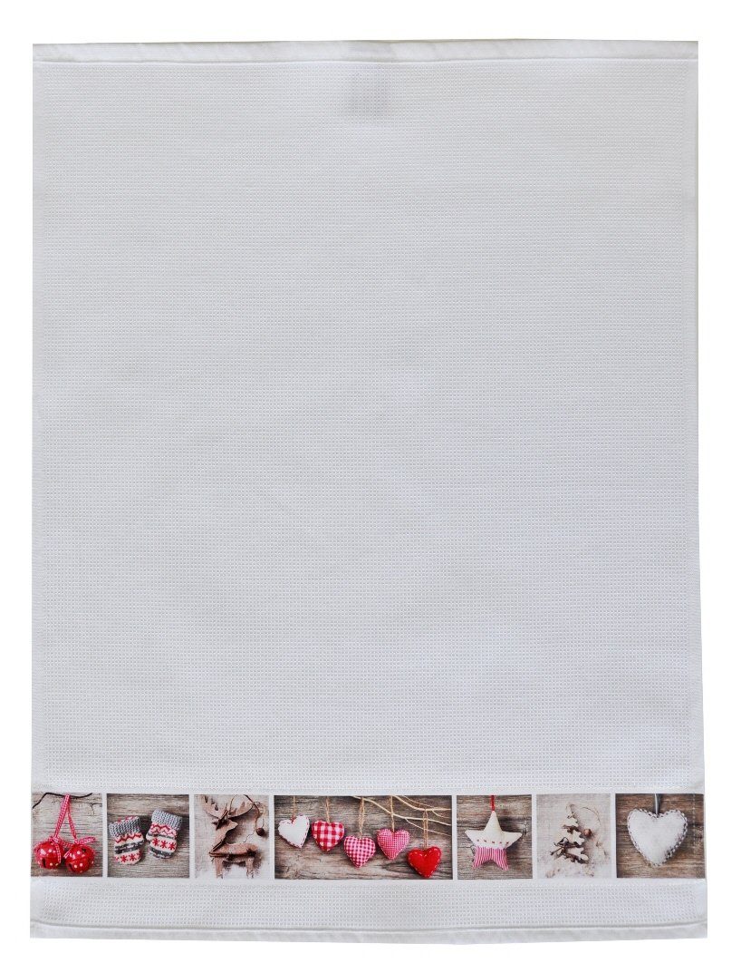 framsohn frottier Geschirrtuch framsohn Geschirrtuch Waffel 'Herzerl' 50 x 70 cm, (1-tlg) Weiß