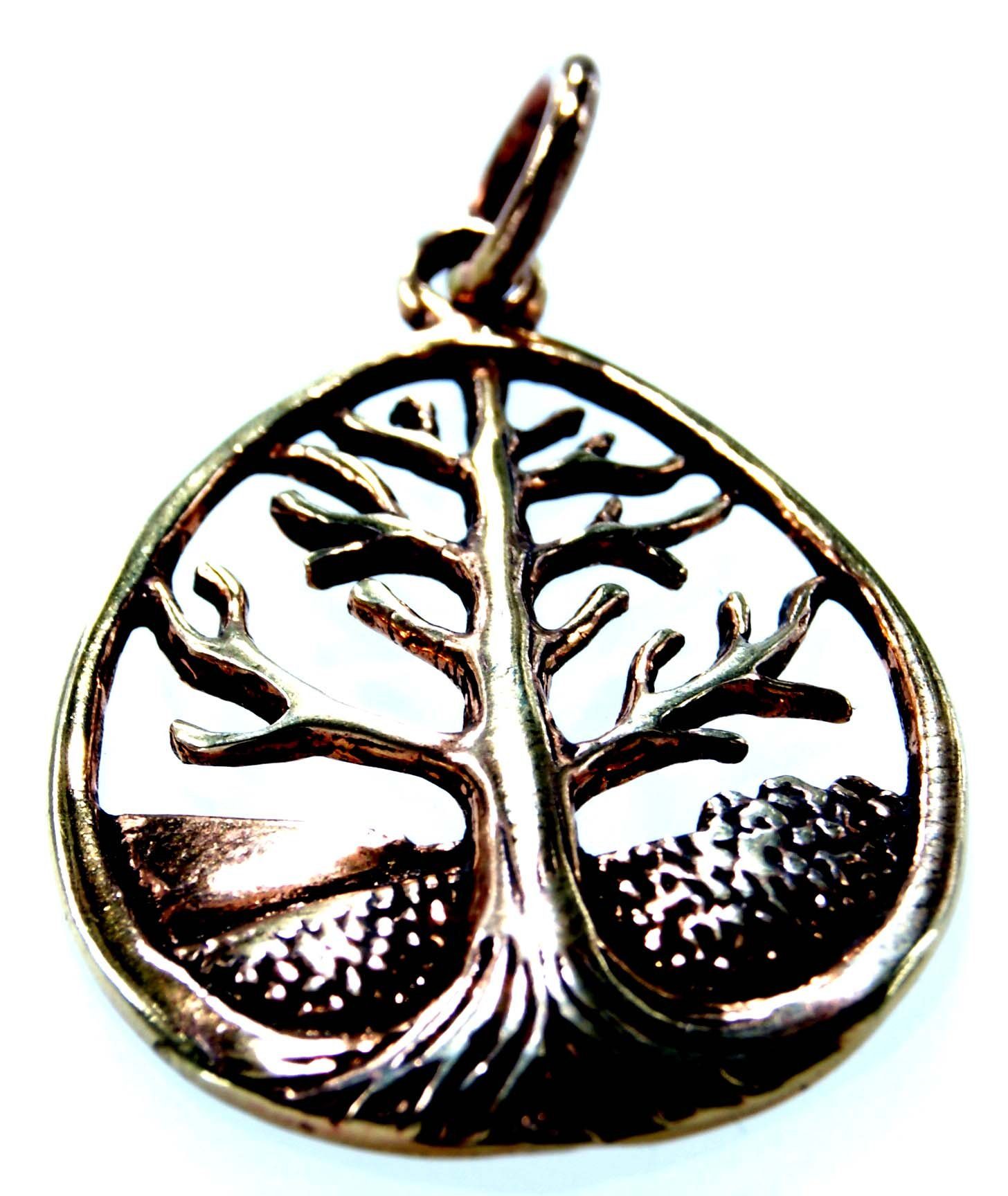 Life Tree of of Kettenanhänger Yggdrasil Baum Kiss Leather Bronze Lebens Anhänger Lebensbaum