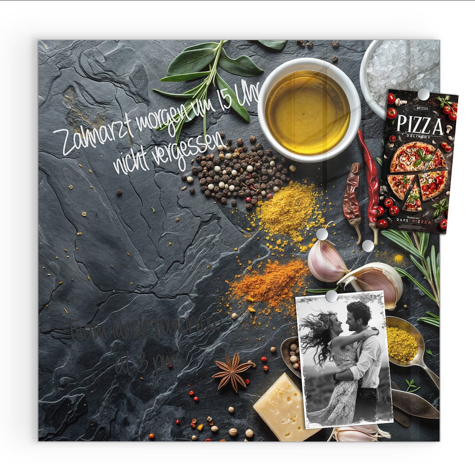 Primedeco Magnettafel Glas Küche Zutaten Pinnwand Whiteboard beschreibbar, günstig online kaufen