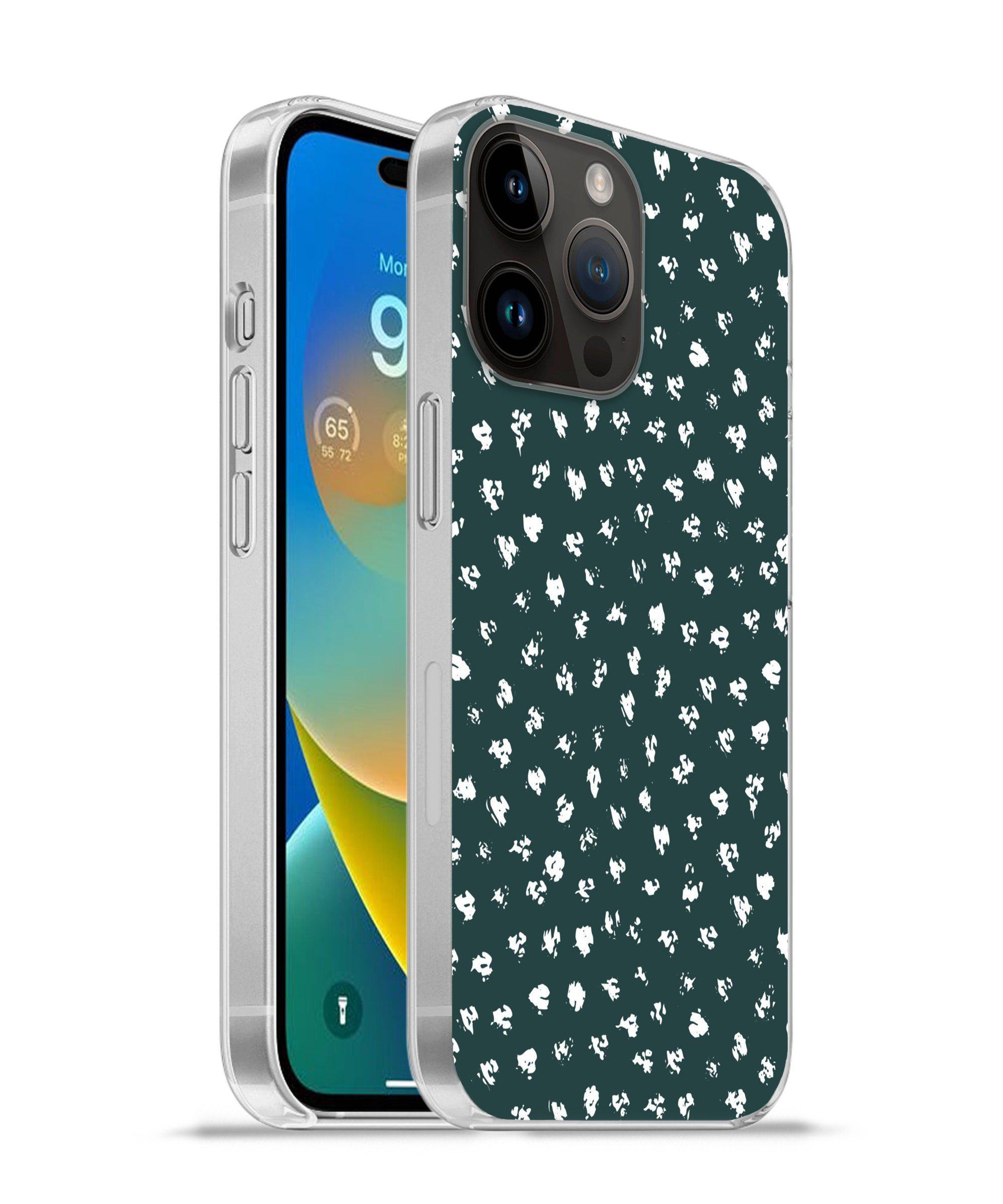 Handyhülle für Apple iPhone 14 Pro Polka dots - Weiß - Grün