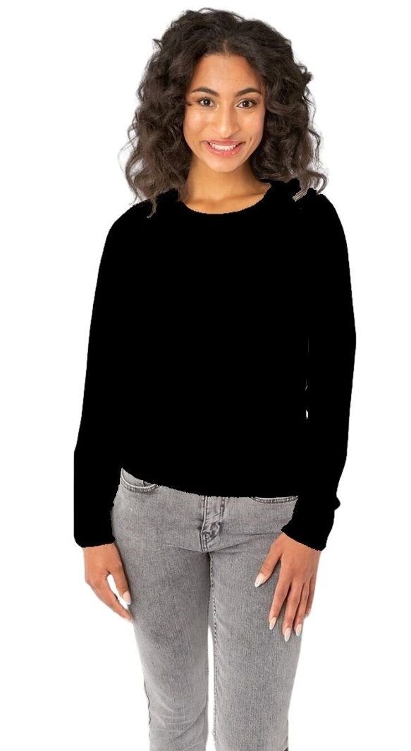 Gio Milano Langarmshirt G27-1100 mit Rippbündchen und dezenter Strassbesatz