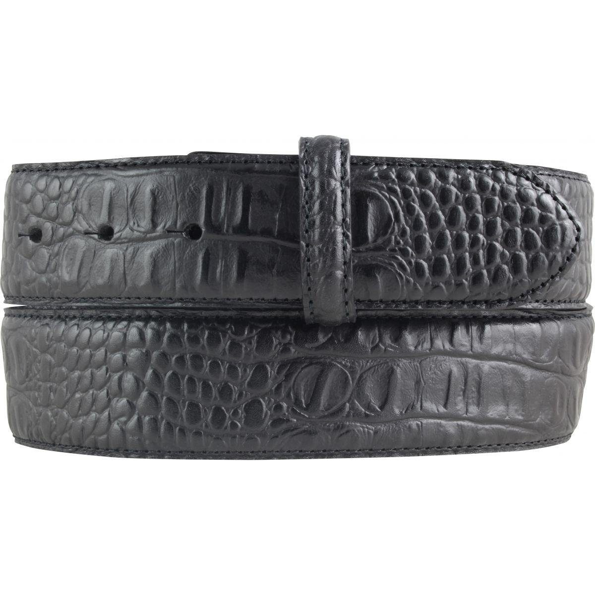 Ledergürtel Gürtel mit Krokoprägung ohne Schnalle 4 cm - Leder-Gürtel für Damen He