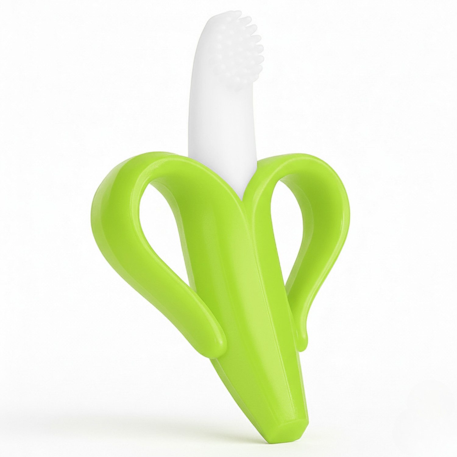 BabyHerz Beißring Baby Beißring Banane 2 in 1, Zahnungshilfe & Zahnbürste für Babys, Spielerisch zahnen – bunte Banane, 100 % BPA-frei & babyfreundlich